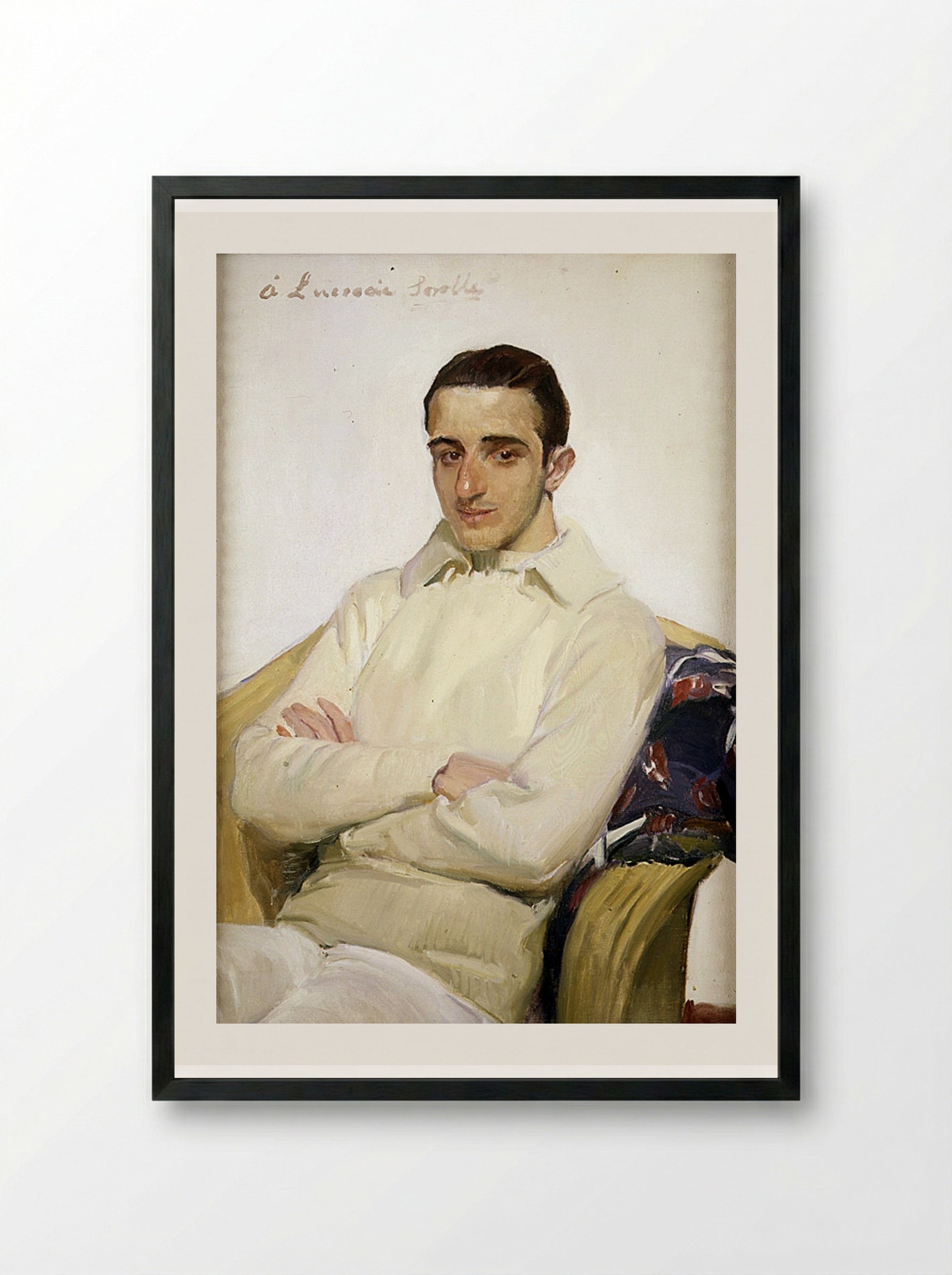 Portrait of José Luis López de Arana Benlliure - Joaquín Sorolla - Framed Print Black