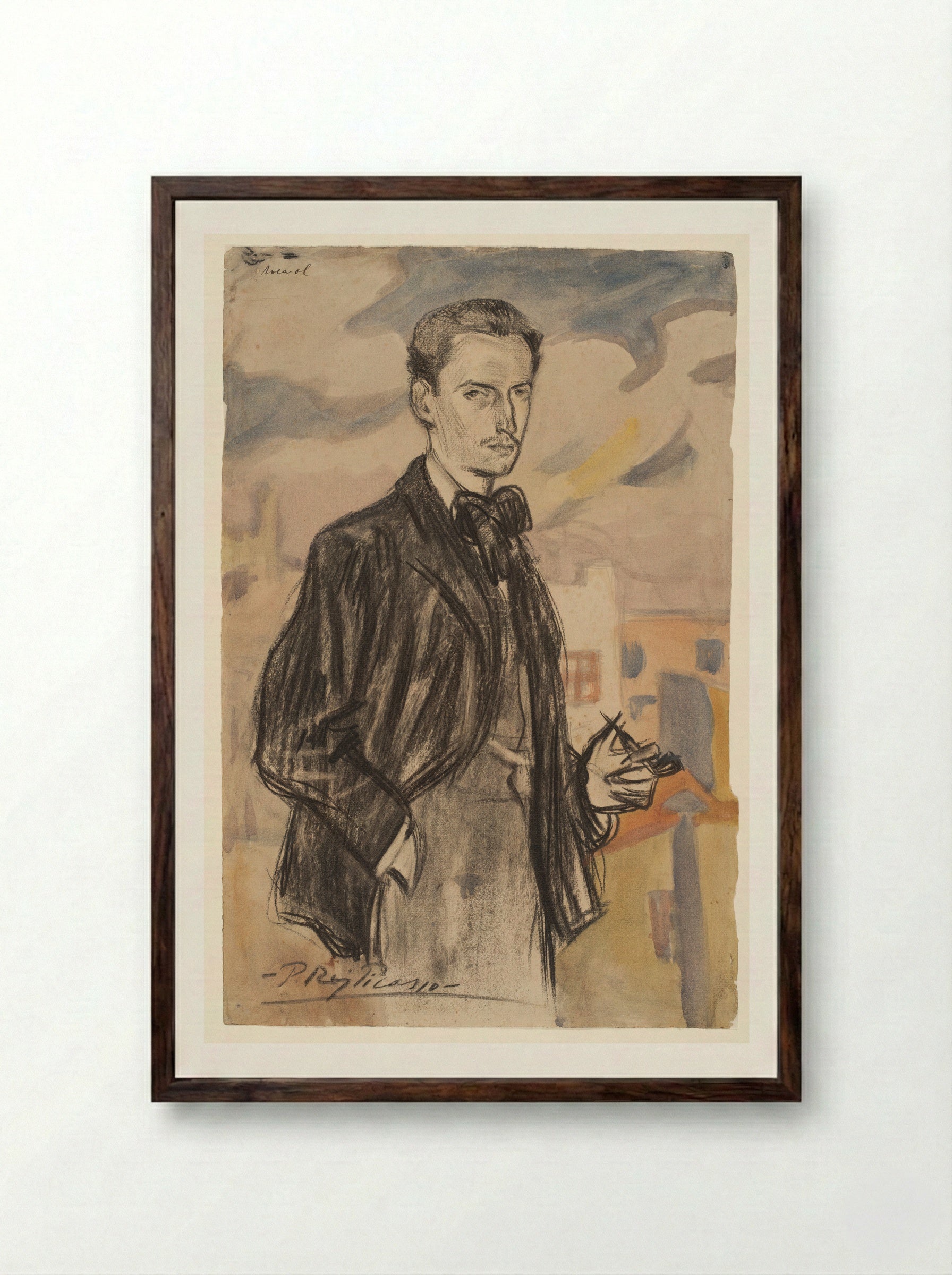 Portrait of Josep Rocarol - Pablo Picasso - Framed Print Dark Wood