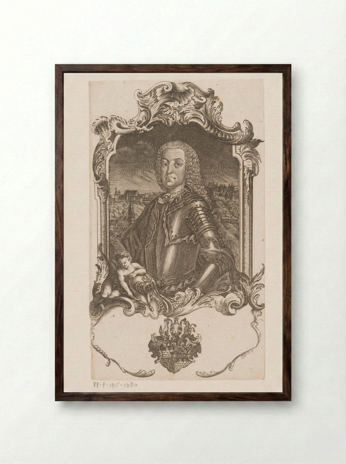 Portrait of Joseph Adam von Taufkirch auf Guttenberg - Joseph Anton Zimmermann - Framed Print Dark Wood