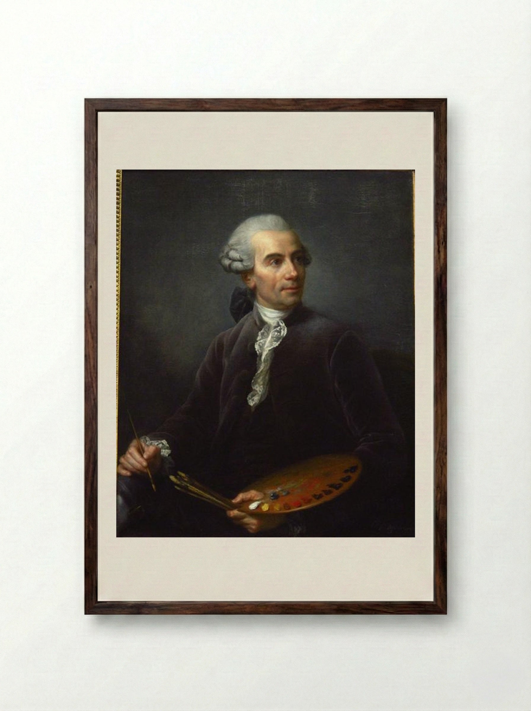 Portrait of Joseph Vernet - Louise Elisabeth Vigée Le Brun - Framed Print Dark Wood