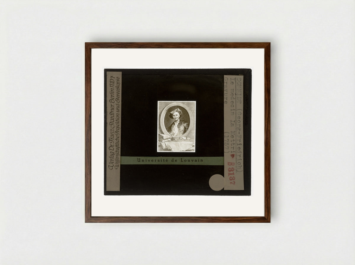 Portrait of Julien Offray de La Mettrie - Georg Friedrich Schmidt - Framed Print Dark Wood