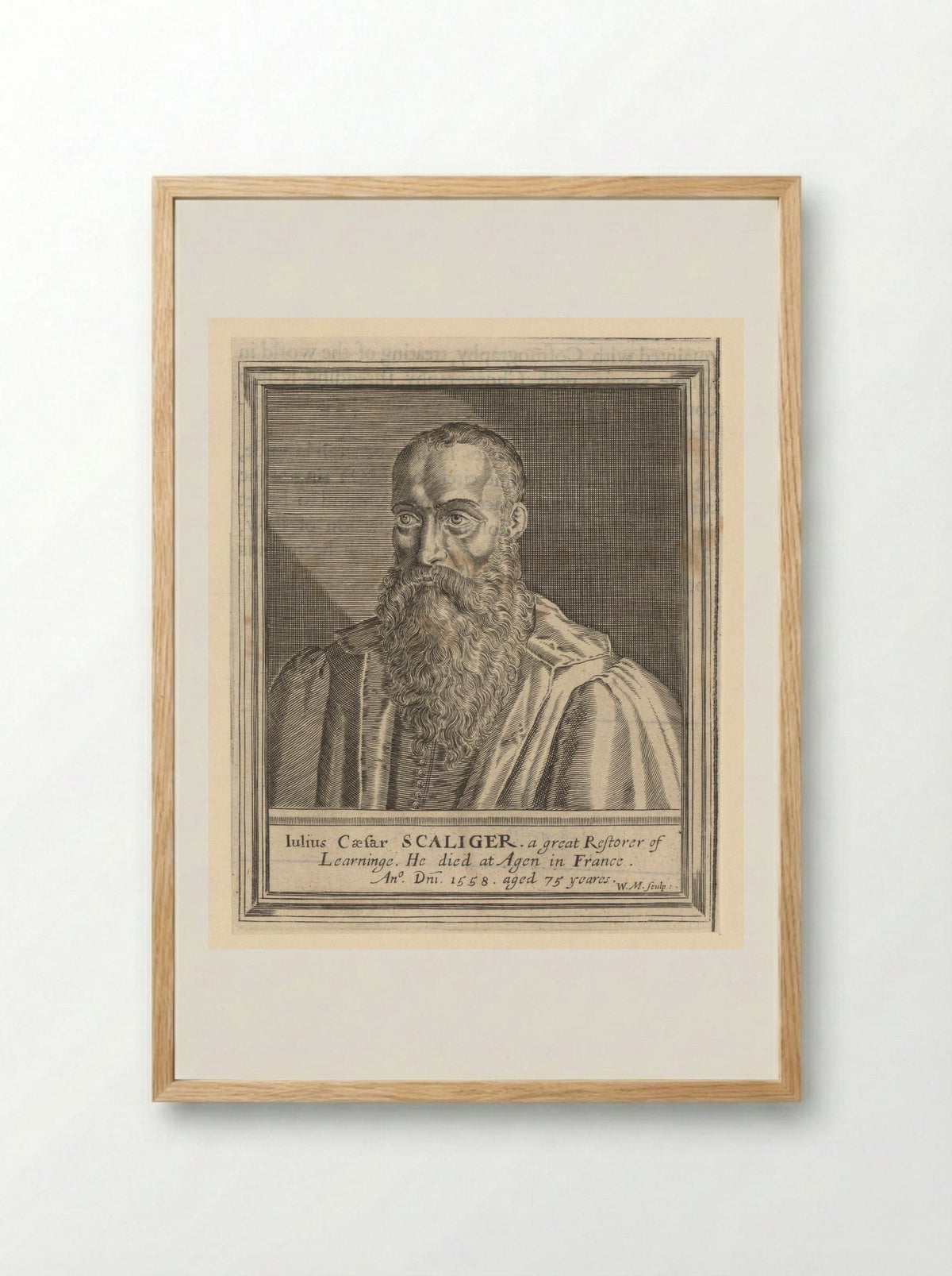 Portrait of Julius Caesar Scaliger - William Marshall - Framed Print Wood