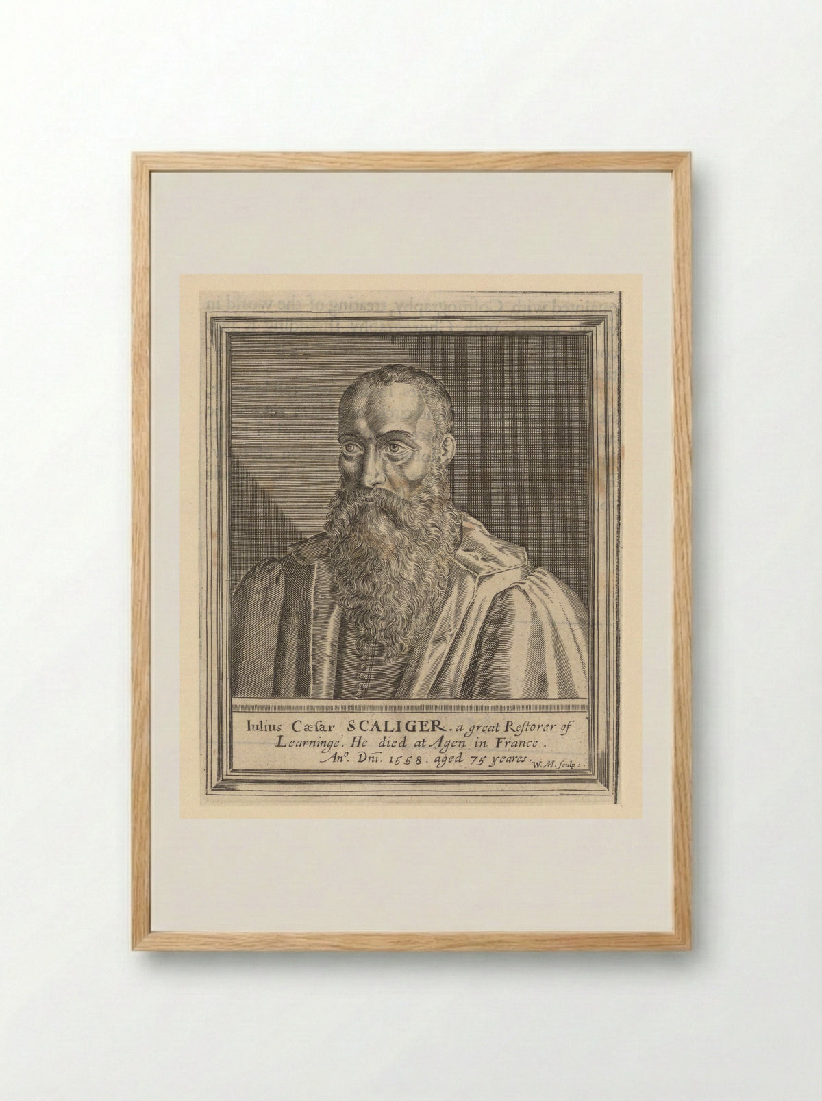 Portrait of Julius Caesar Scaliger - William Marshall - Framed Print Wood
