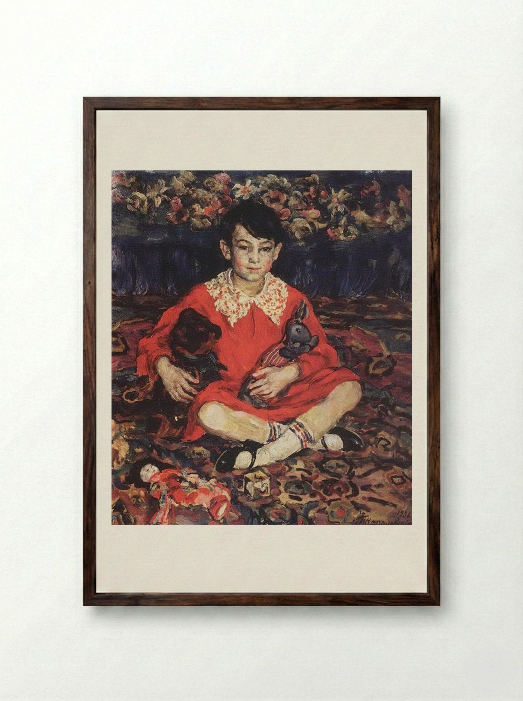Portrait of Kamushka Benediktova - Pyotr Konchalovsky - Framed Print Dark Wood