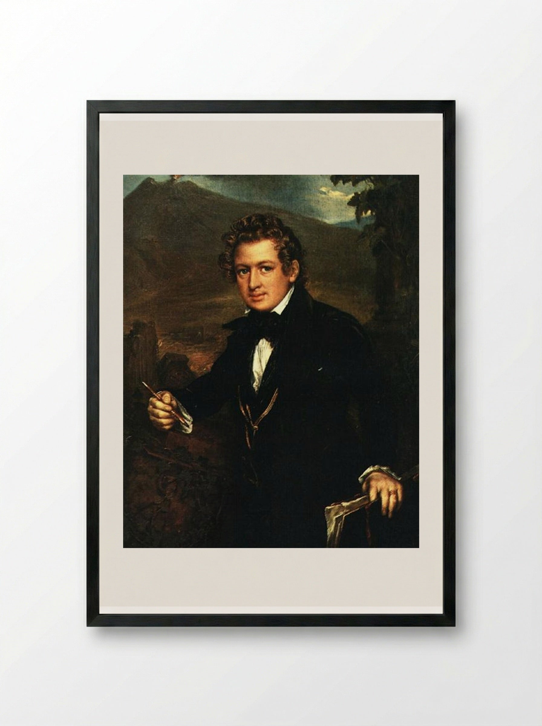 Portrait of Karl Bryullov - Vasily Tropinin - Framed Print Black
