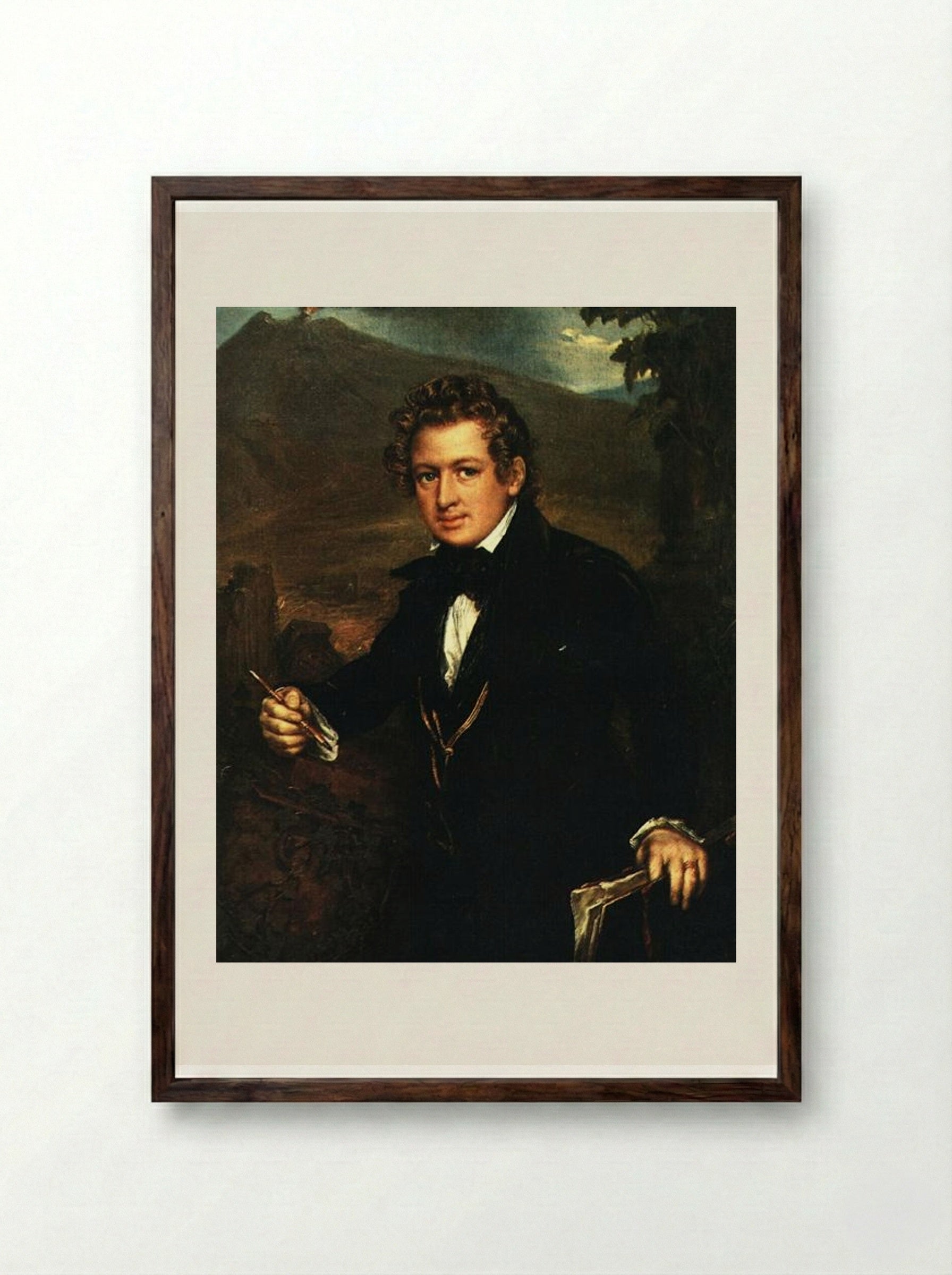 Portrait of Karl Bryullov - Vasily Tropinin - Framed Print Dark Wood