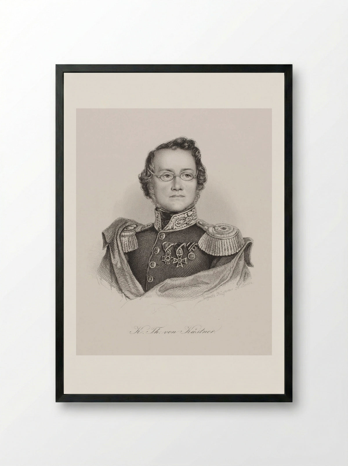 Portrait of Karl Theodor von Küstner - Auguste Hüssener - Framed Print Black