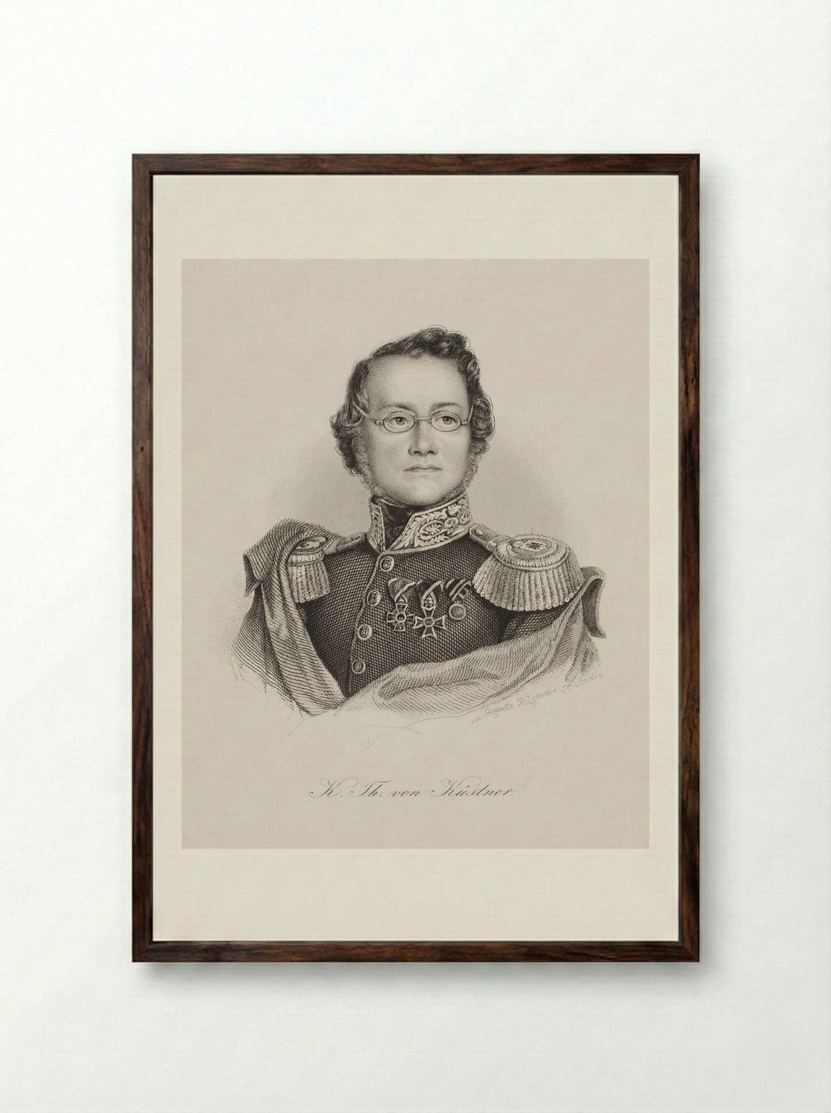 Portrait of Karl Theodor von Küstner - Auguste Hüssener - Framed Print Dark Wood