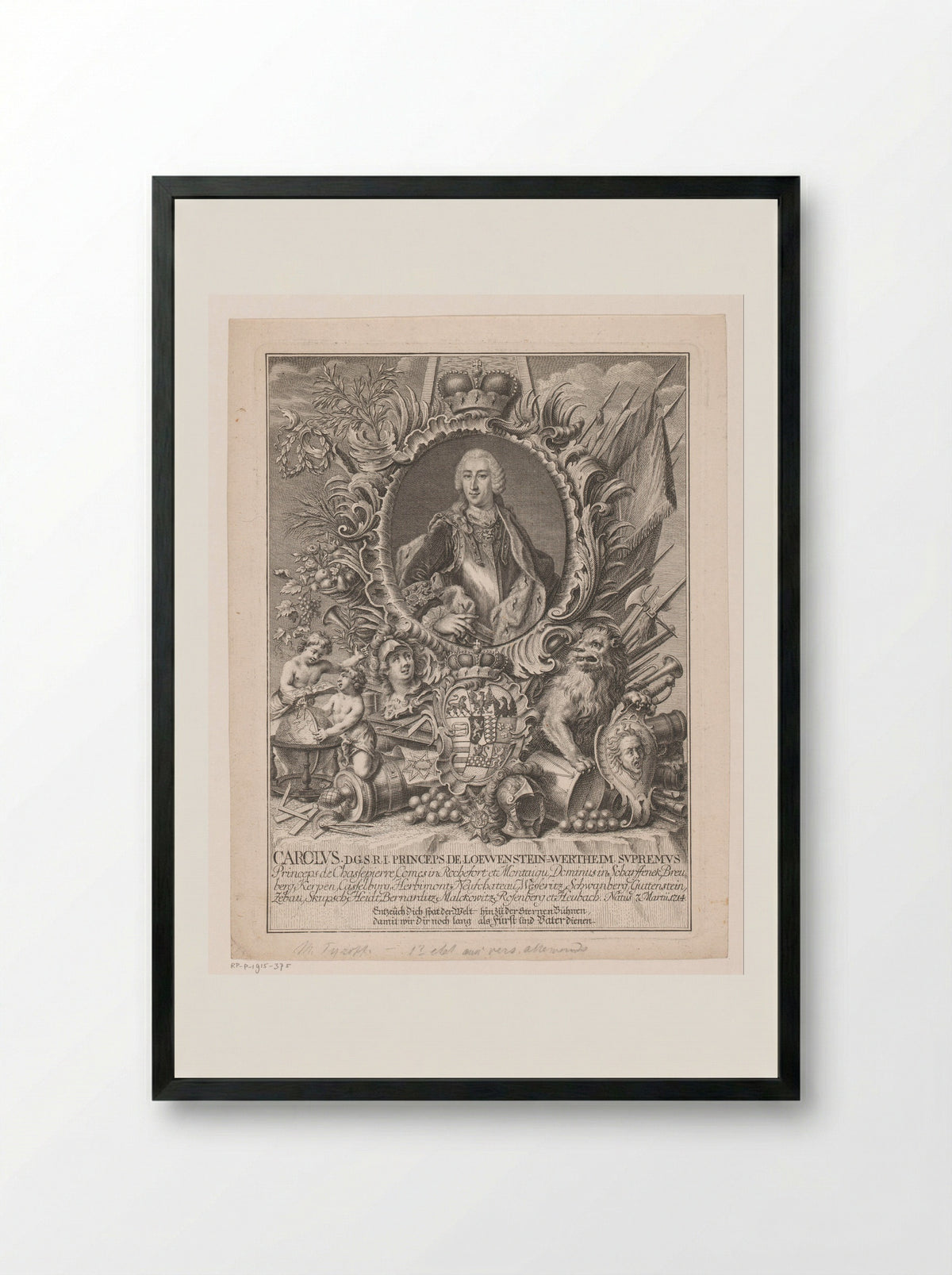 Portrait of Karl Thomas, Prince of Löwenstein-Wertheim-Rochefort - Martin Tyroff - Framed Print Black