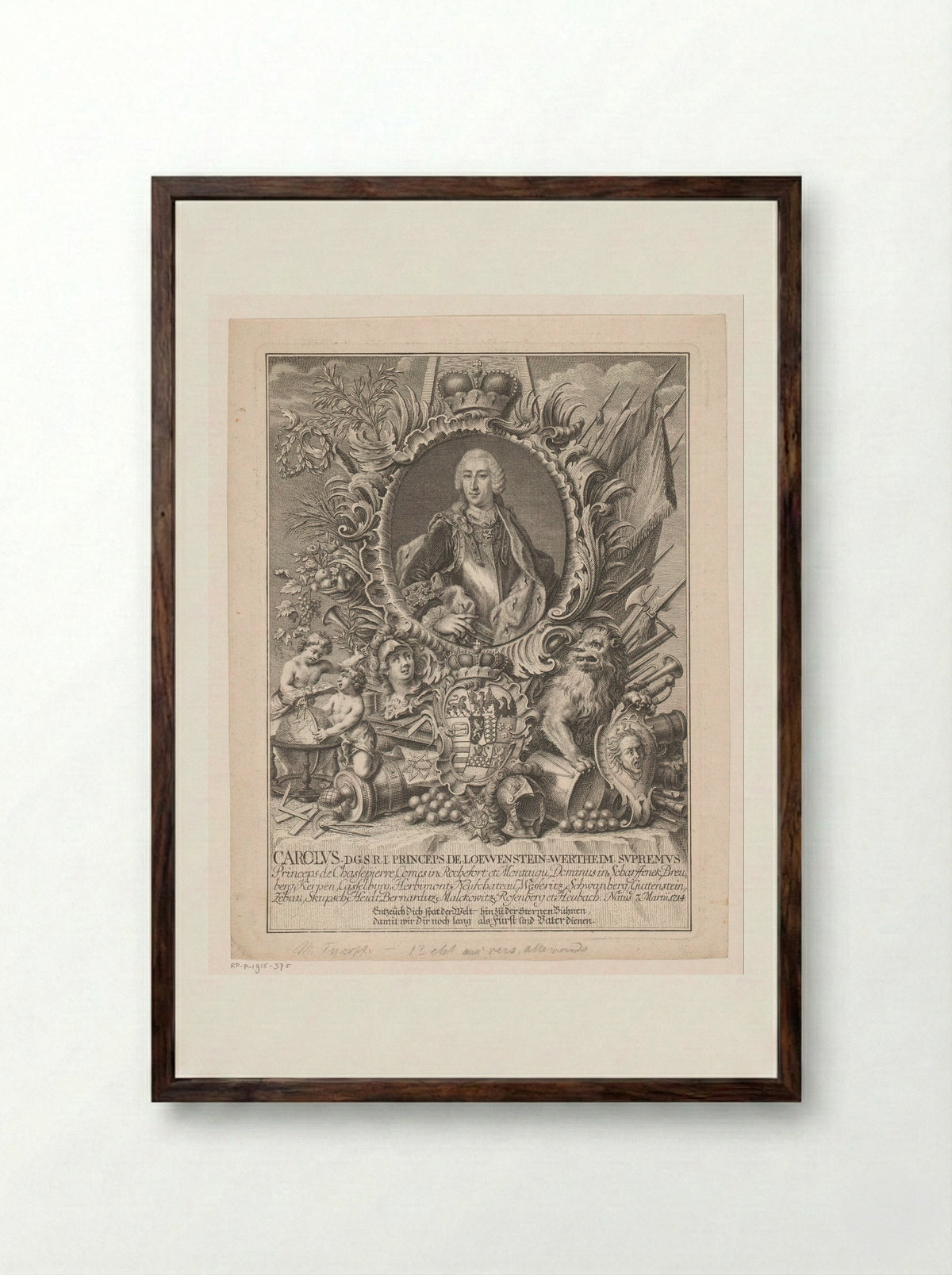 Portrait of Karl Thomas, Prince of Löwenstein-Wertheim-Rochefort - Martin Tyroff - Framed Print Dark Wood