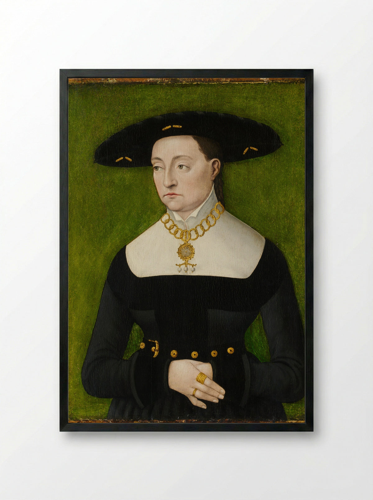 Portrait of Katharina Merian - Hans Brosamer - Framed Print Black