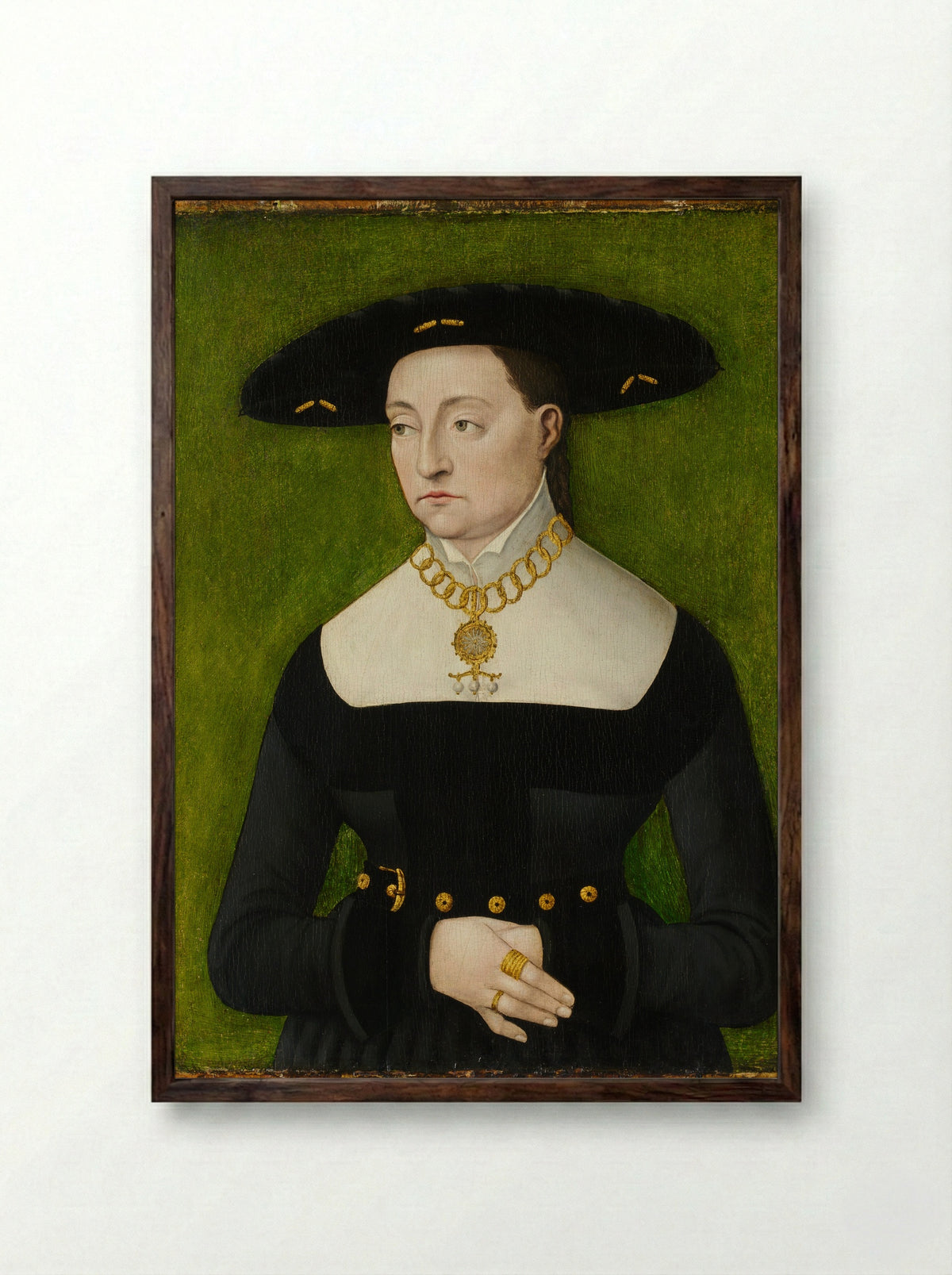 Portrait of Katharina Merian - Hans Brosamer - Framed Print Dark Wood