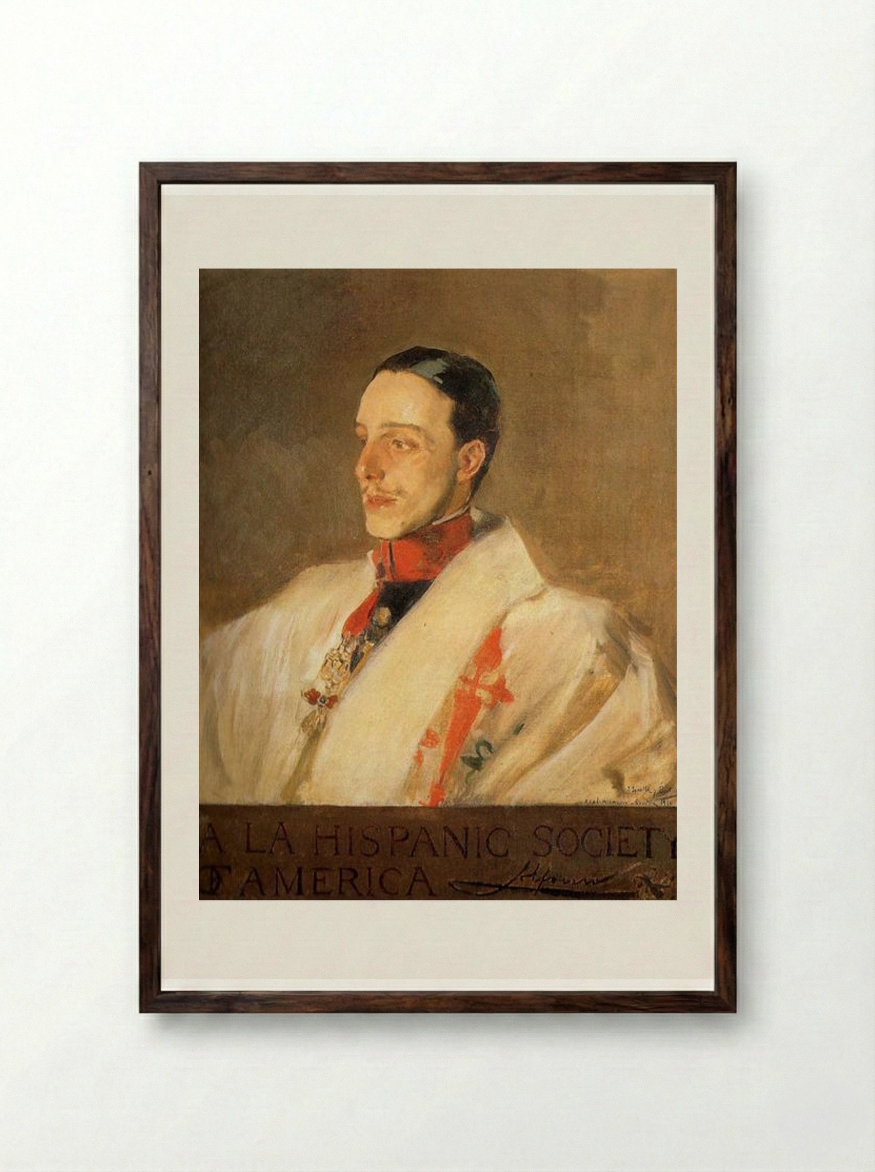 Portrait of King Alfonso XIII - Joaquín Sorolla - Framed Print Dark Wood