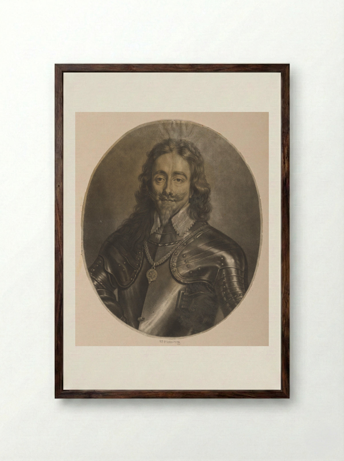 Portrait of King Charles I - Isaac Beckett - Framed Print Dark Wood