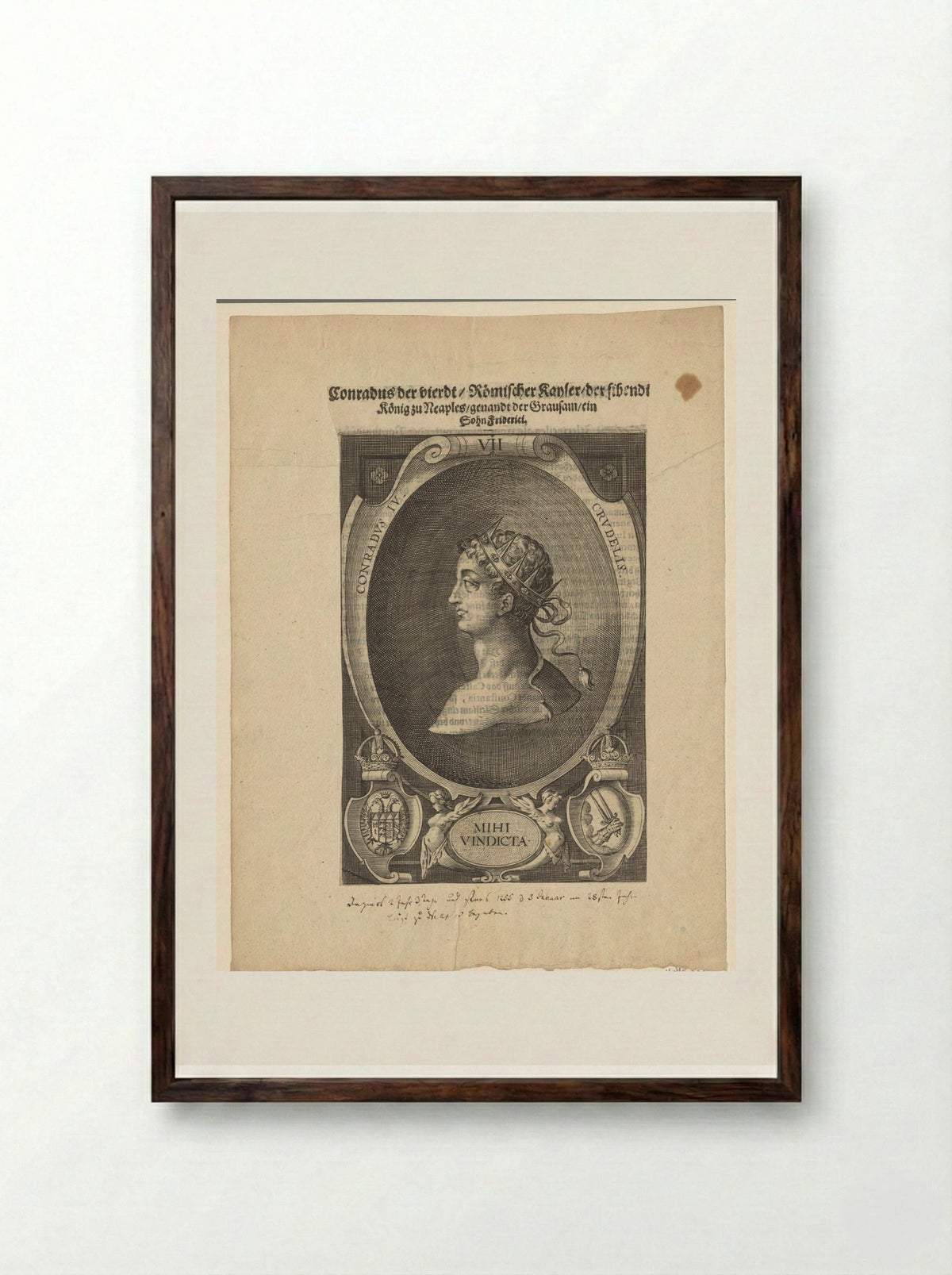 Portrait of King Conrad IV - Lucas Kilian - Framed Print Dark Wood