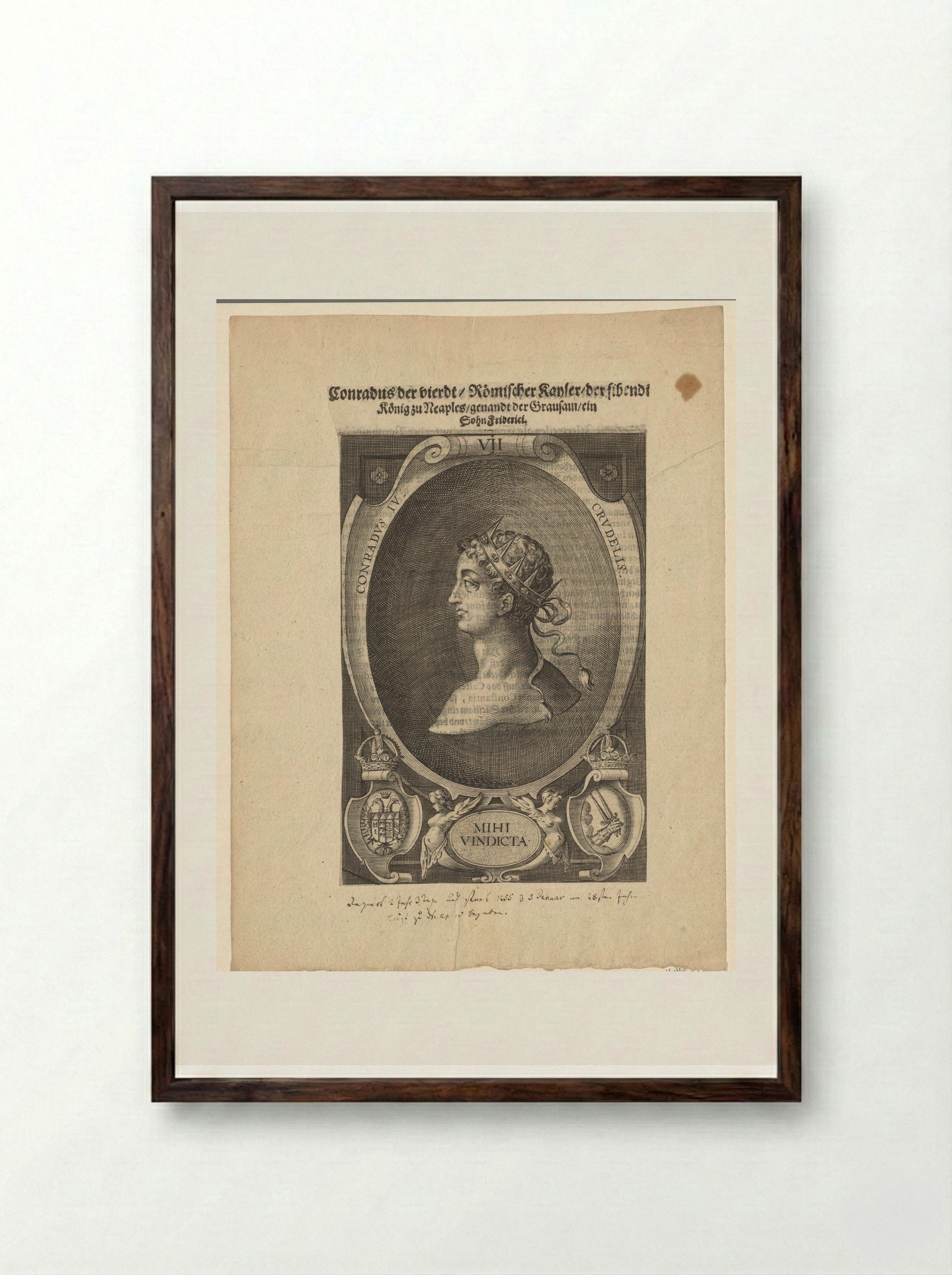 Portrait of King Conrad IV - Lucas Kilian - Framed Print Dark Wood