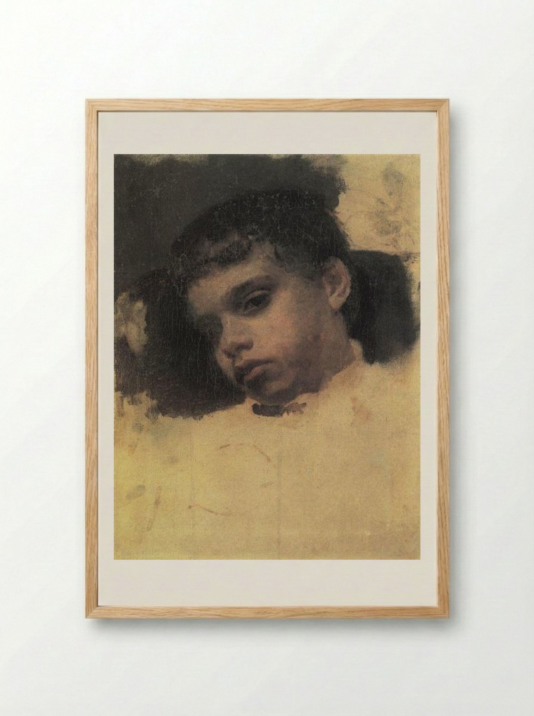 Portrait of Kolya (Nikolay) Simonovich - Valentin Serov - Framed Print Wood