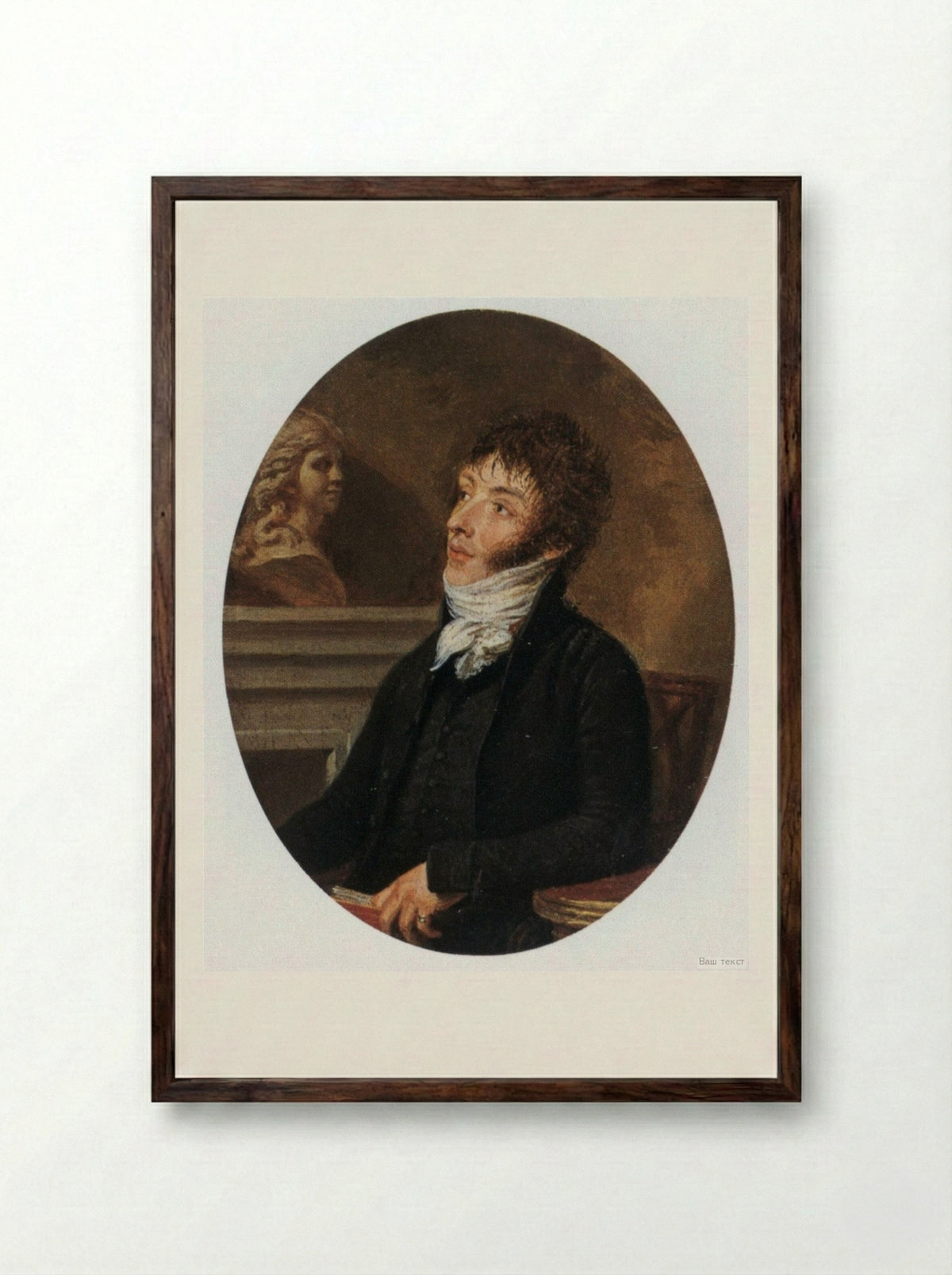 Portrait of Konstantin Batyushkov - Orest Kiprensky - Framed Print Dark Wood