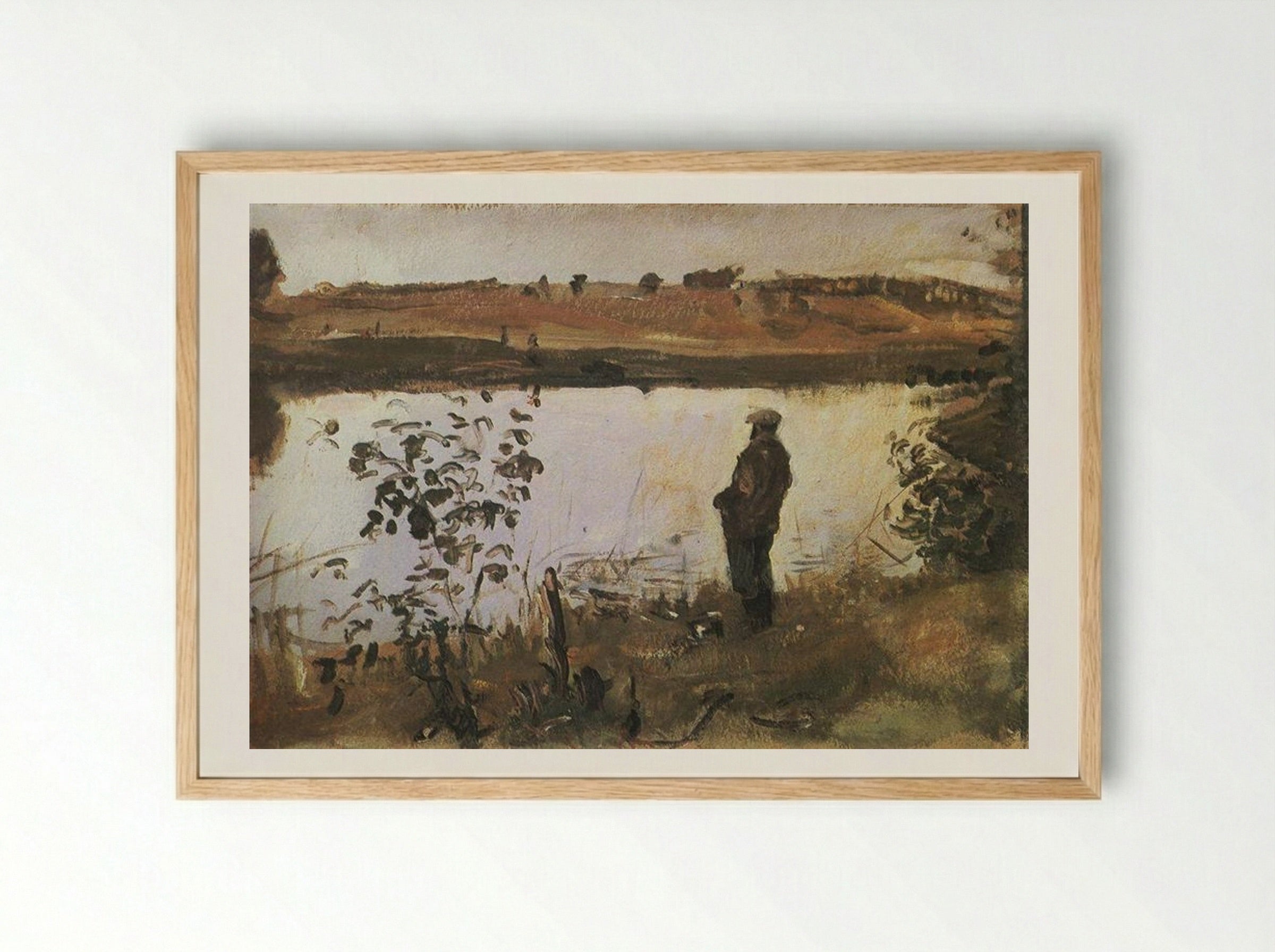 Portrait of Konstantin Korovin on the River Bank - Valentin Serov - Framed Print Wood