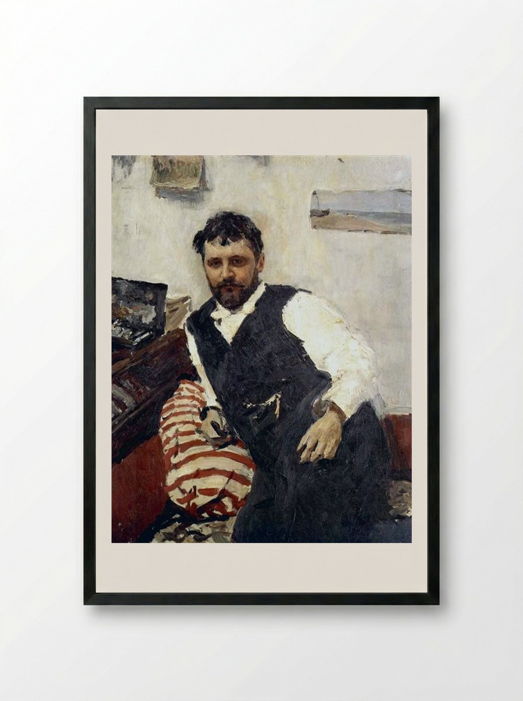 Portrait of Konstantin Korovin - Valentin Serov - Framed Print Black