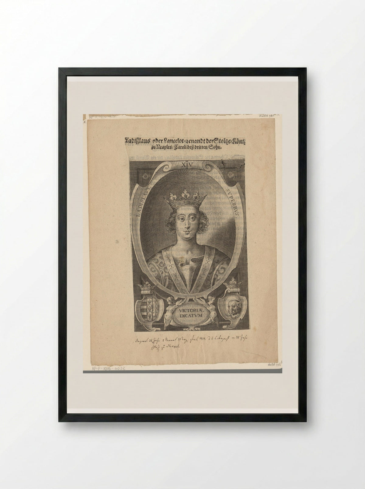 Portrait of Ladislaus, King of Naples - Lucas Kilian - Framed Print Black