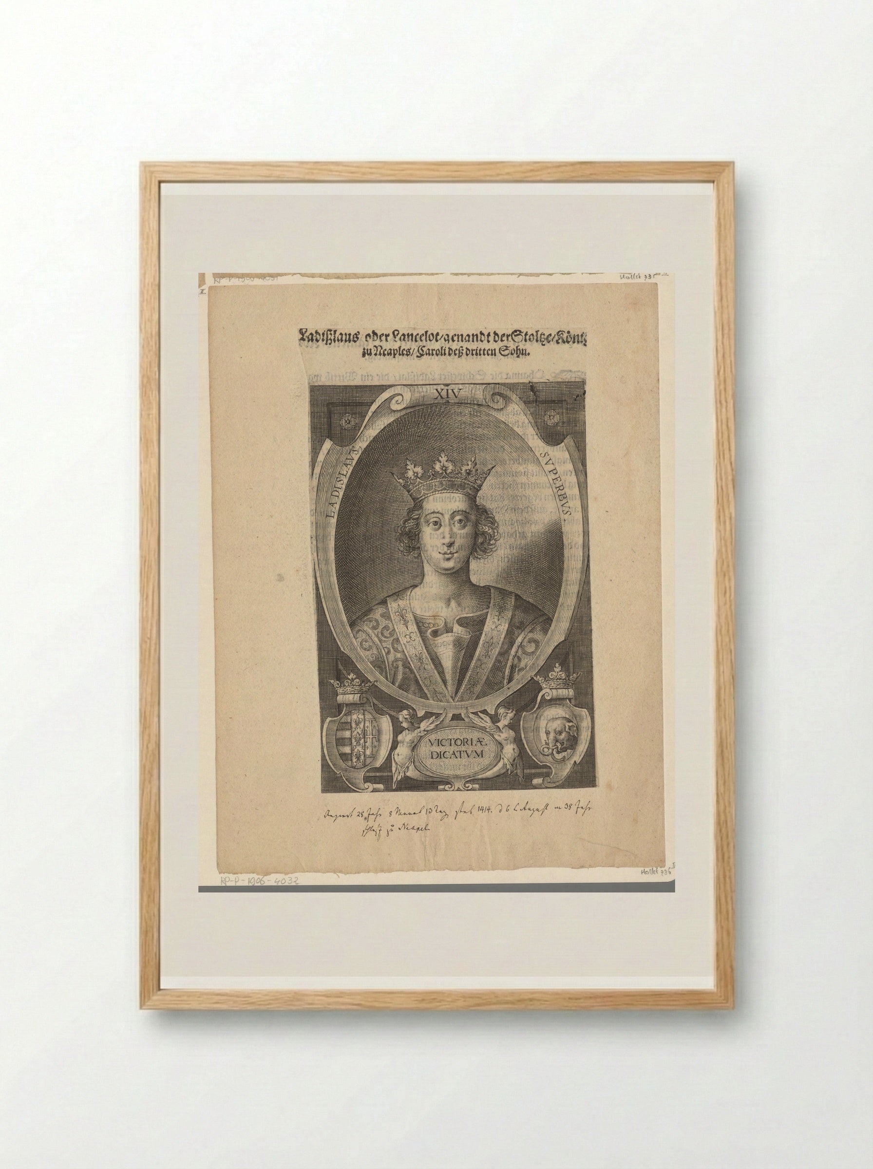 Portrait of Ladislaus, King of Naples - Lucas Kilian - Framed Print Wood