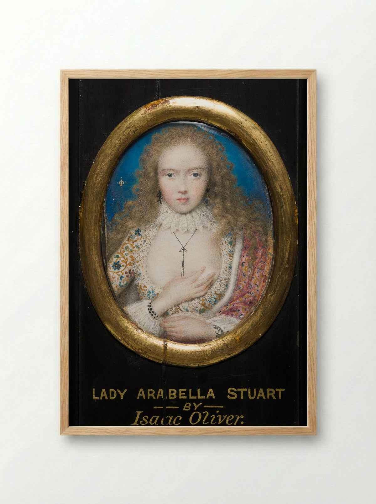 Portrait of Lady Arabella Stuart - Isaac Oliver - Framed Print Wood