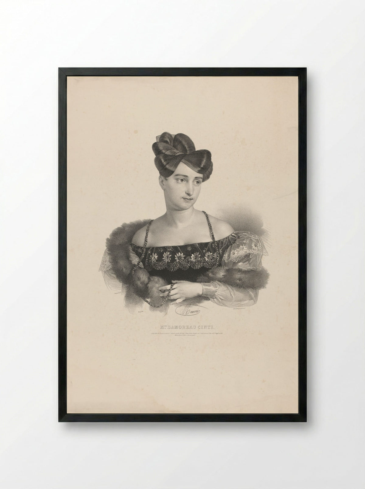 Portrait of Laure Cinti-Damoreau - Antoine Maurin - Framed Print Black