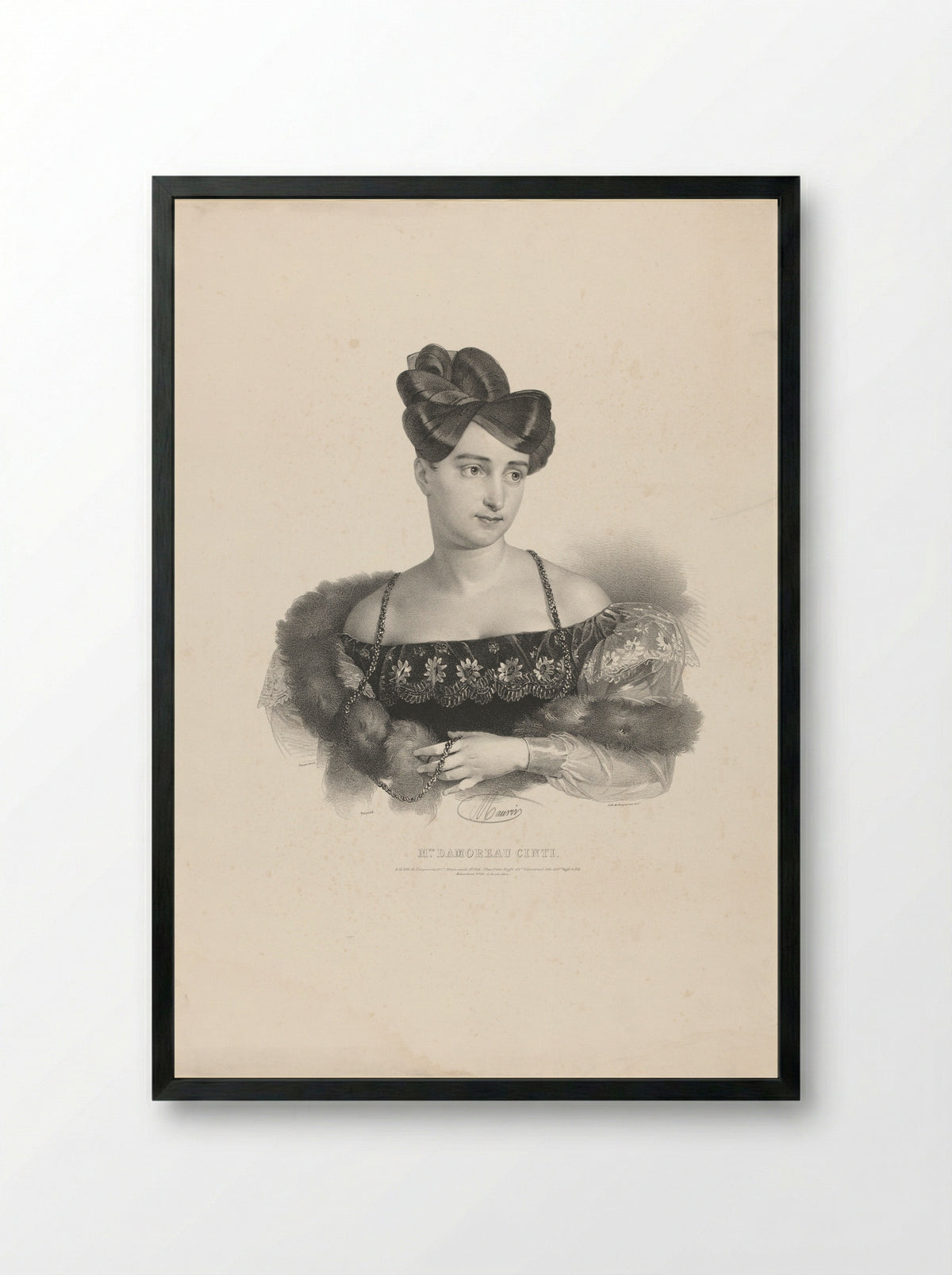 Portrait of Laure Cinti-Damoreau - Antoine Maurin - Framed Print Black