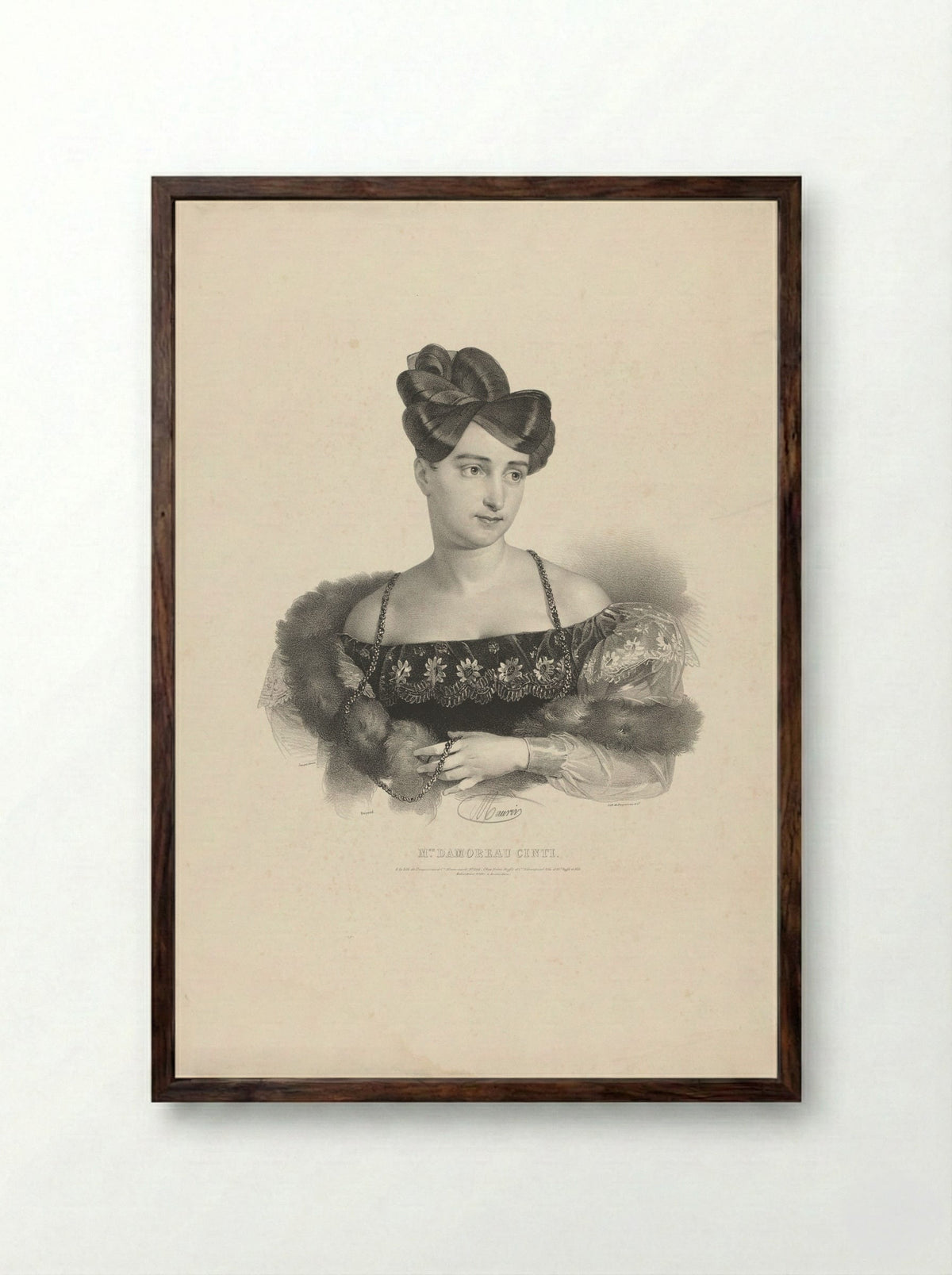 Portrait of Laure Cinti-Damoreau - Antoine Maurin - Framed Print Dark Wood