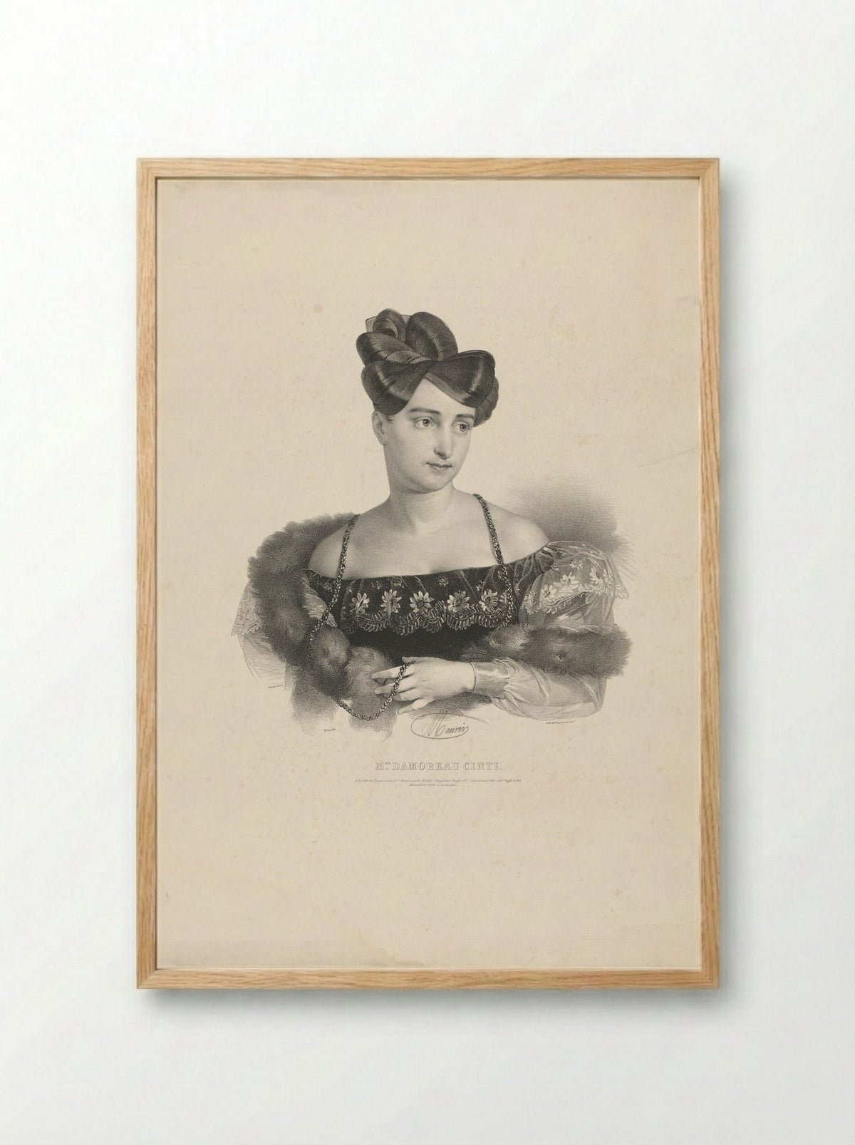 Portrait of Laure Cinti-Damoreau - Antoine Maurin - Framed Print Wood