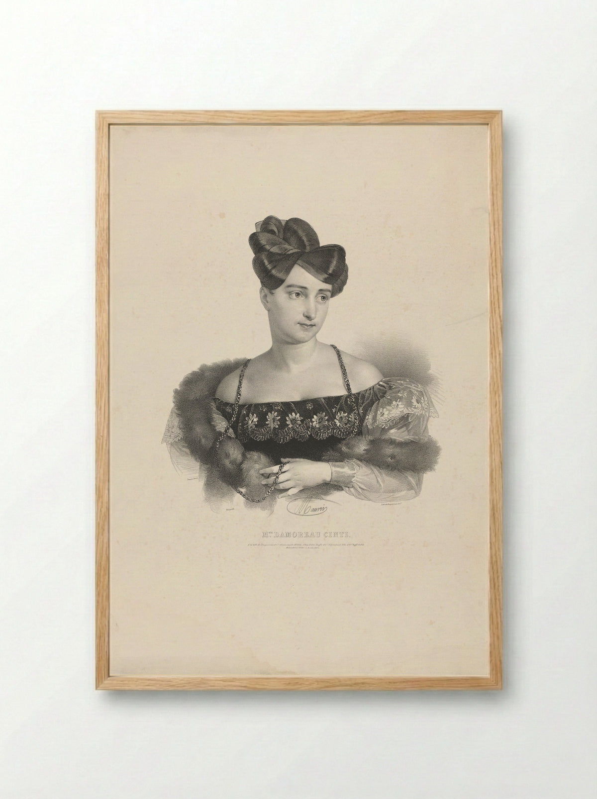 Portrait of Laure Cinti-Damoreau - Antoine Maurin - Framed Print Wood