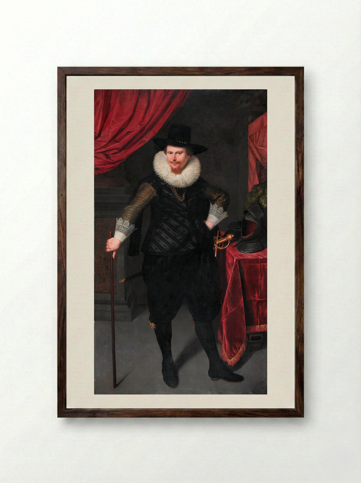 Portrait of Laurens Reael - Cornelis van der Voort - Framed Print Dark Wood