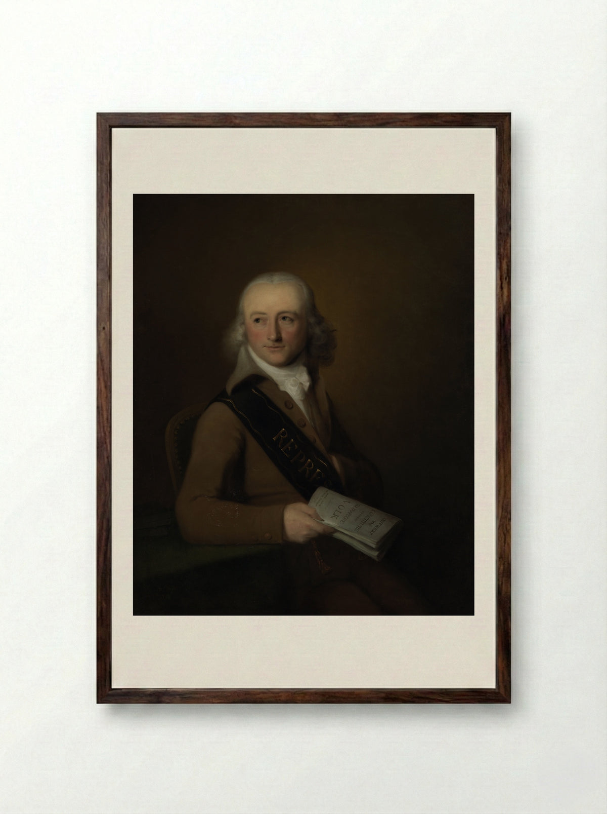 Portrait of Leonardus van der Voort - Johan Bernard Scheffer - Framed Print Dark Wood