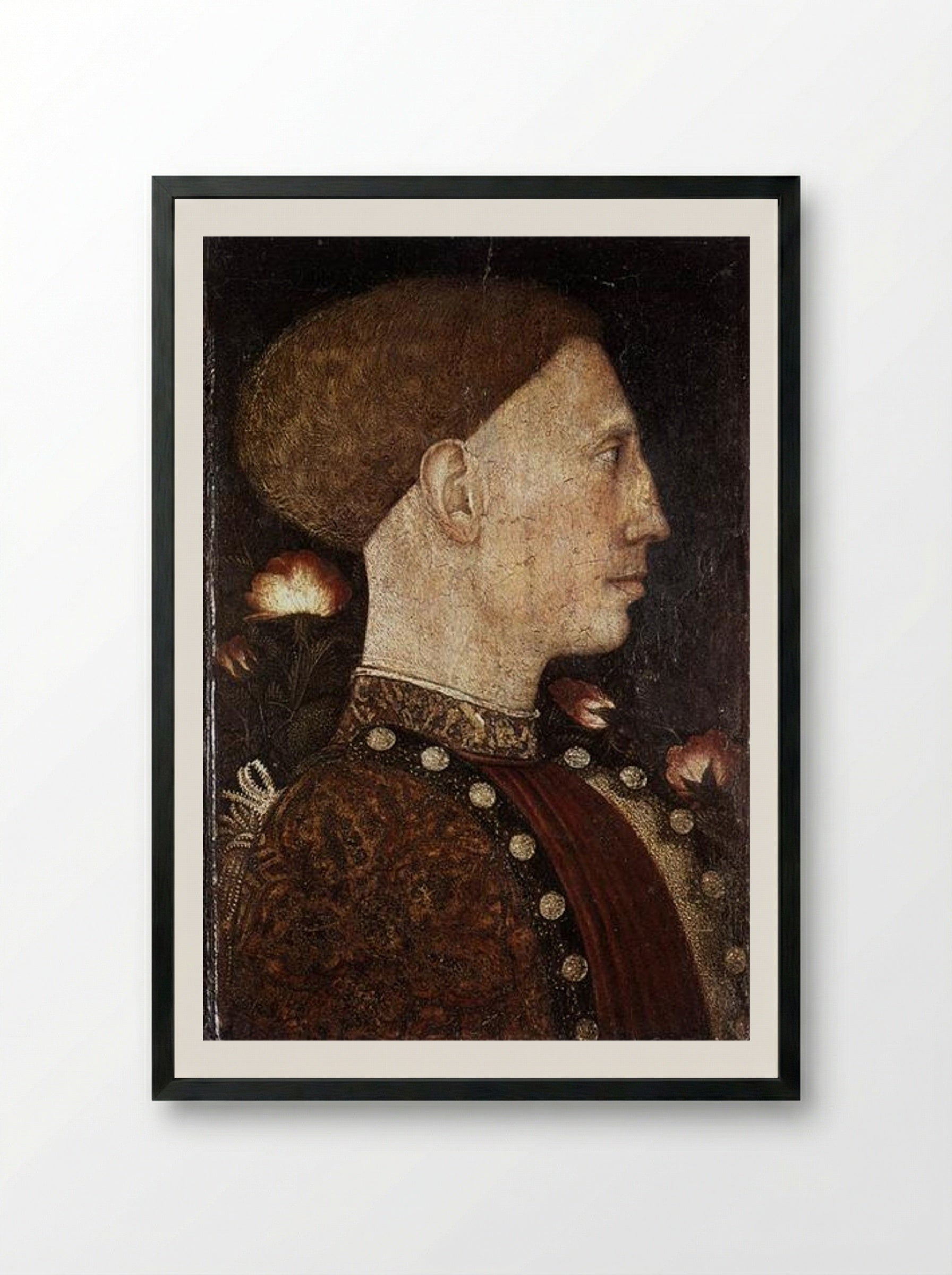 Portrait of Leonello d'Este - Pisanello - Framed Print Black