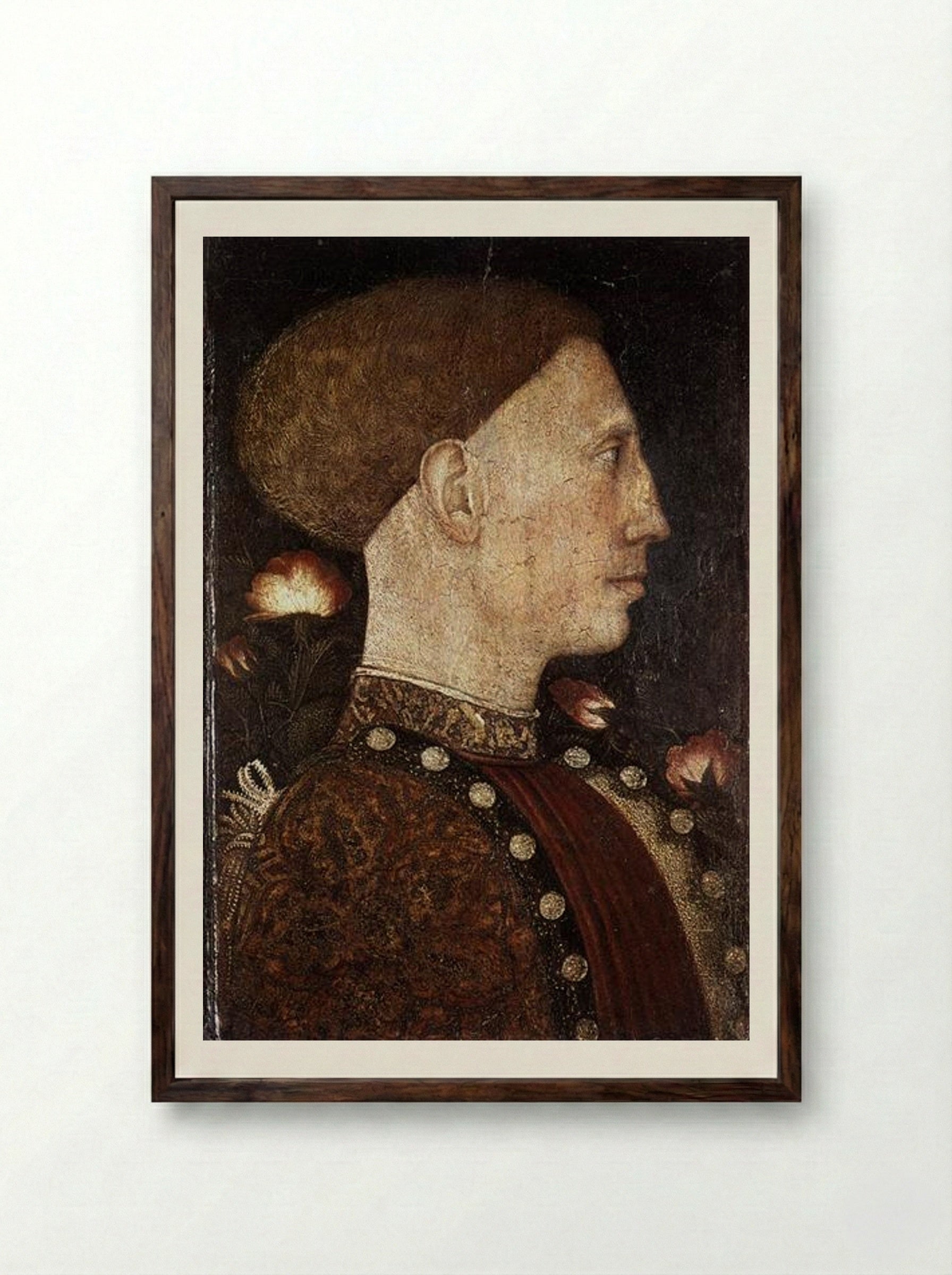 Portrait of Leonello d'Este - Pisanello - Framed Print Dark Wood