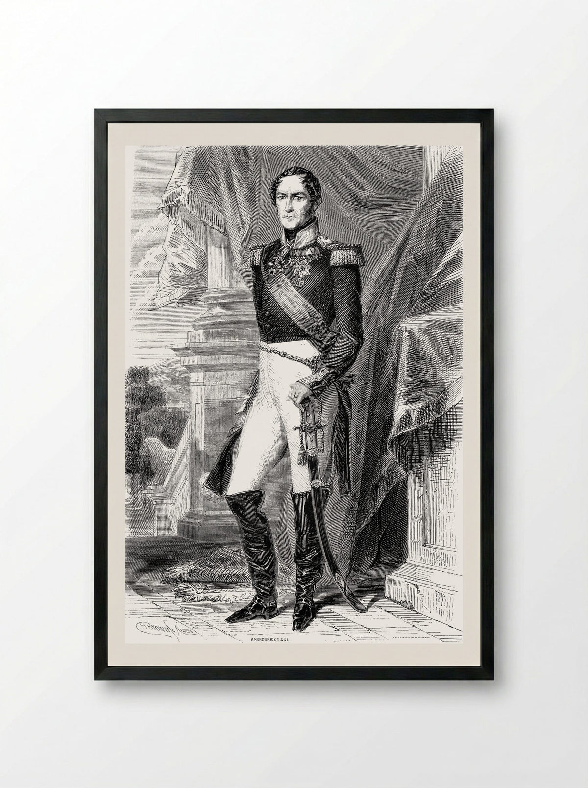 Portrait of Leopold I of Belgium - Franz Xaver Winterhalter - Framed Print Black