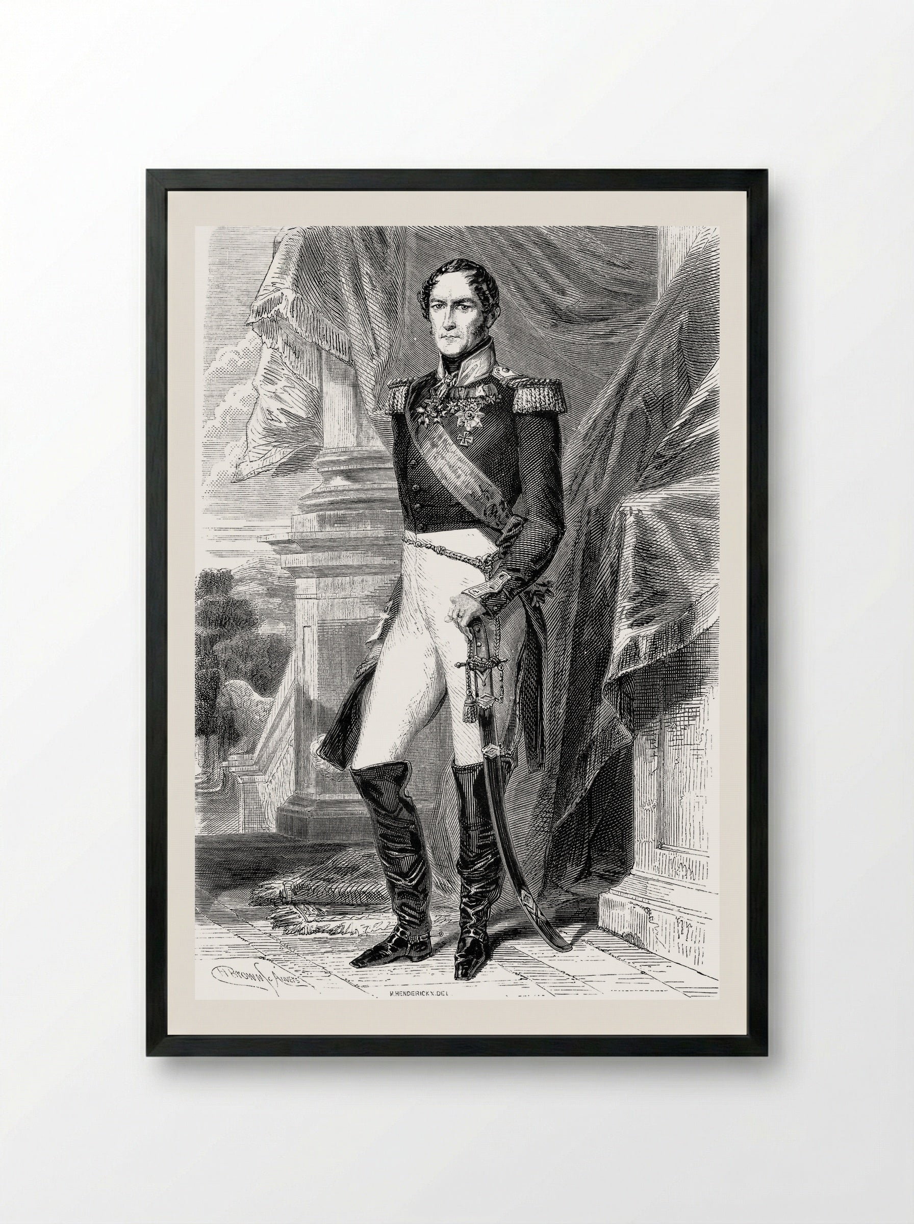 Portrait of Leopold I of Belgium - Franz Xaver Winterhalter - Framed Print Black