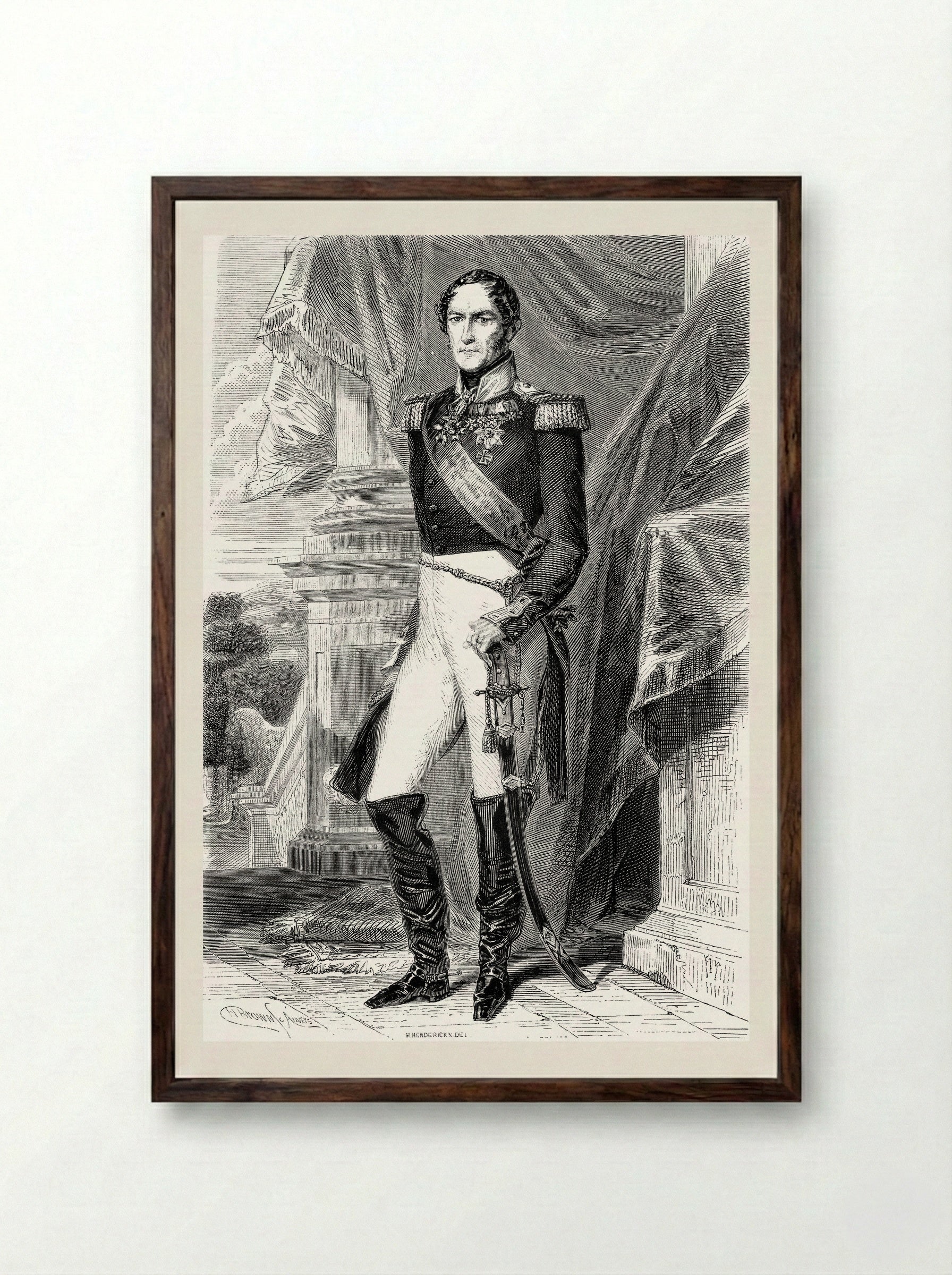 Portrait of Leopold I of Belgium - Franz Xaver Winterhalter - Framed Print Dark Wood