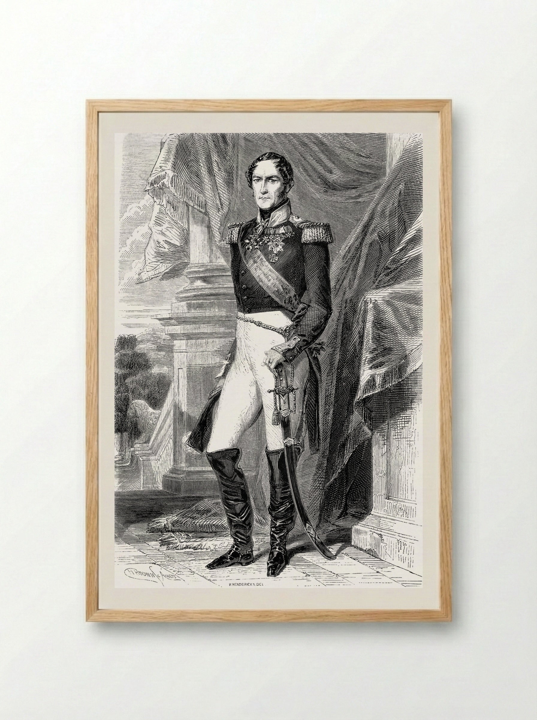 Portrait of Leopold I of Belgium - Franz Xaver Winterhalter - Framed Print Wood