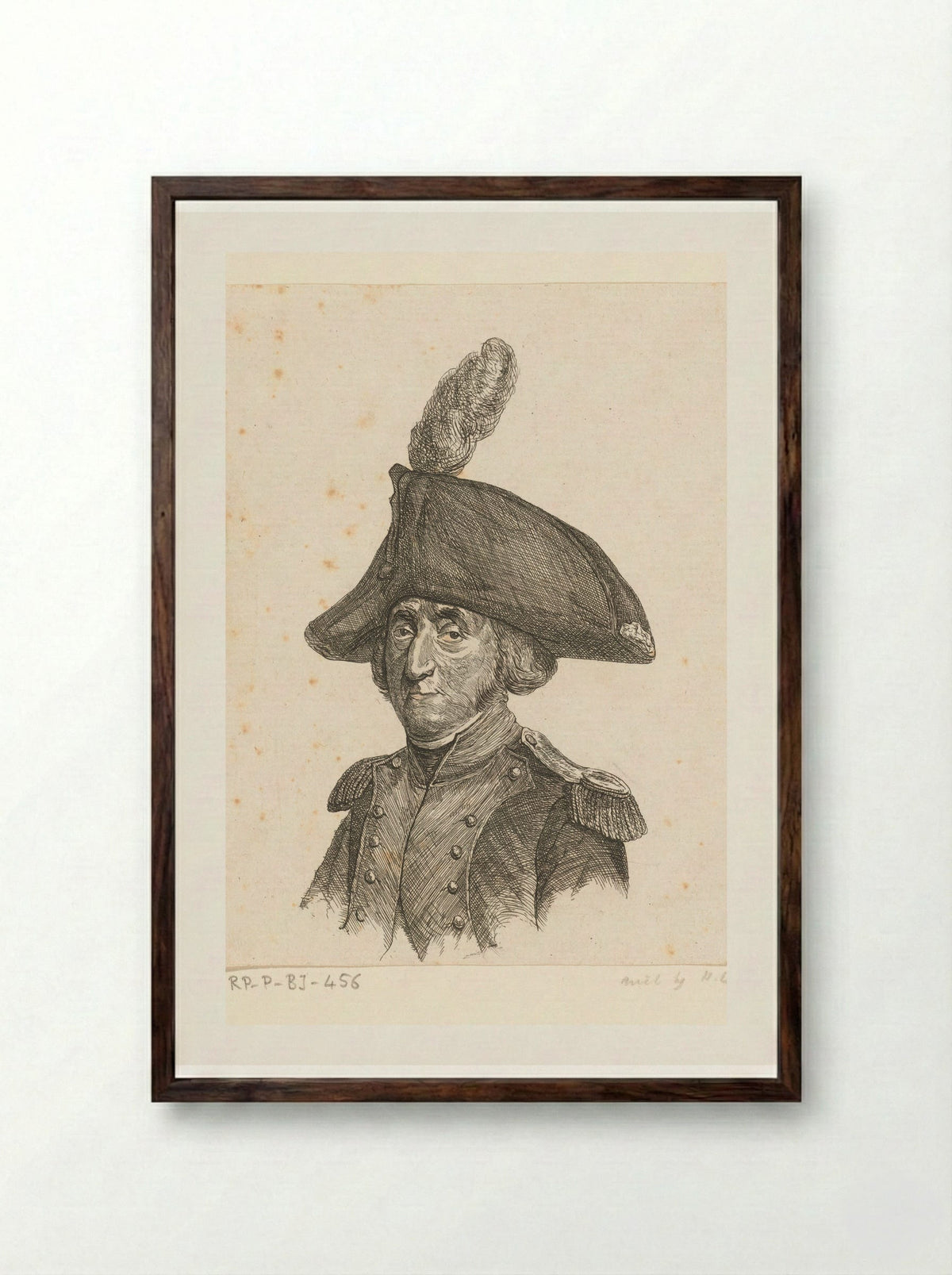 Portrait of Lieutenant-Colonel Benjamin Roelofswaard - Ernst Willem Jan Bagelaar - Framed Print Dark Wood