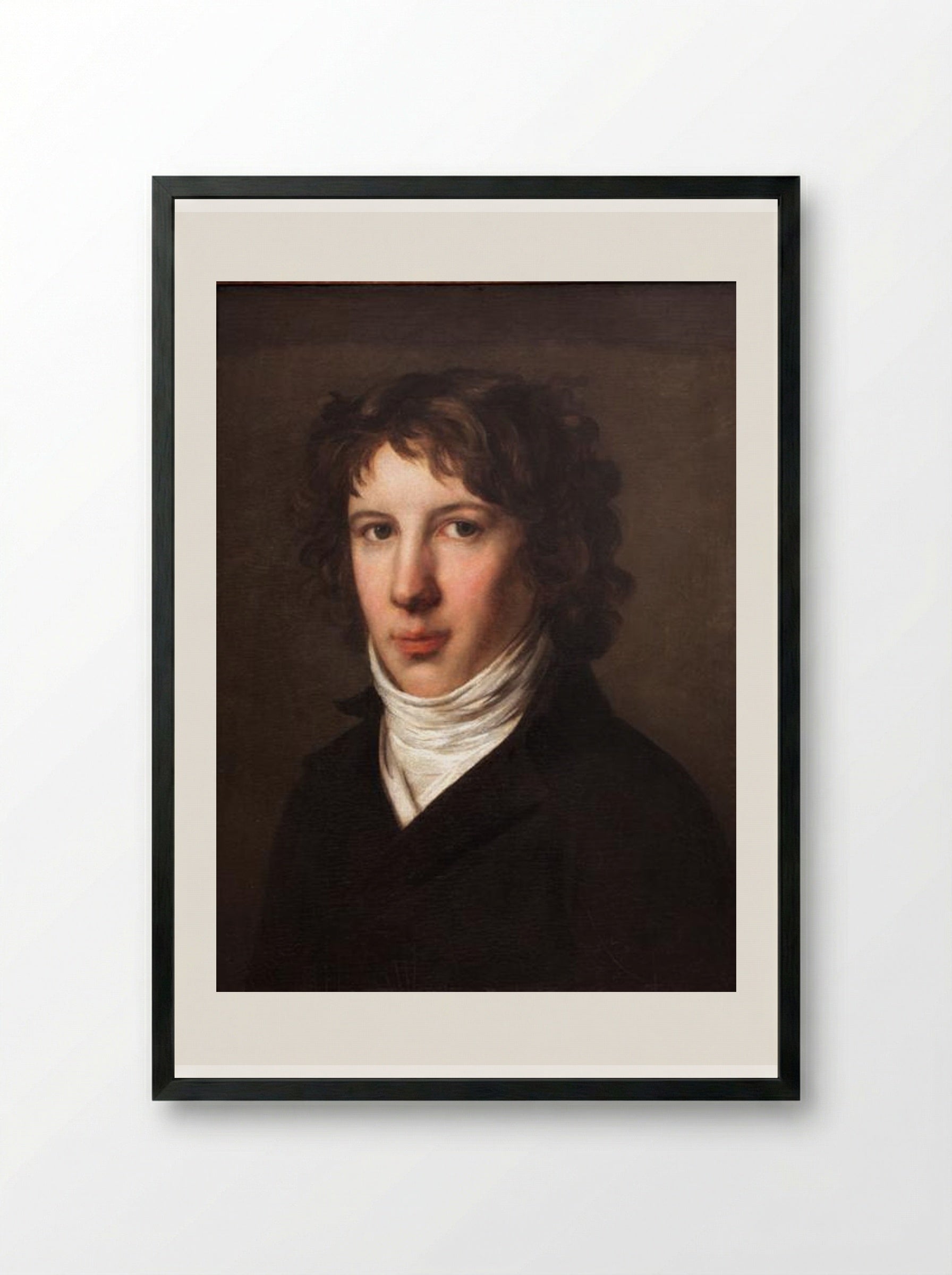 Portrait of Louis Antoine de Saint-Just - Pierre-Paul Prud'hon - Framed Print Black