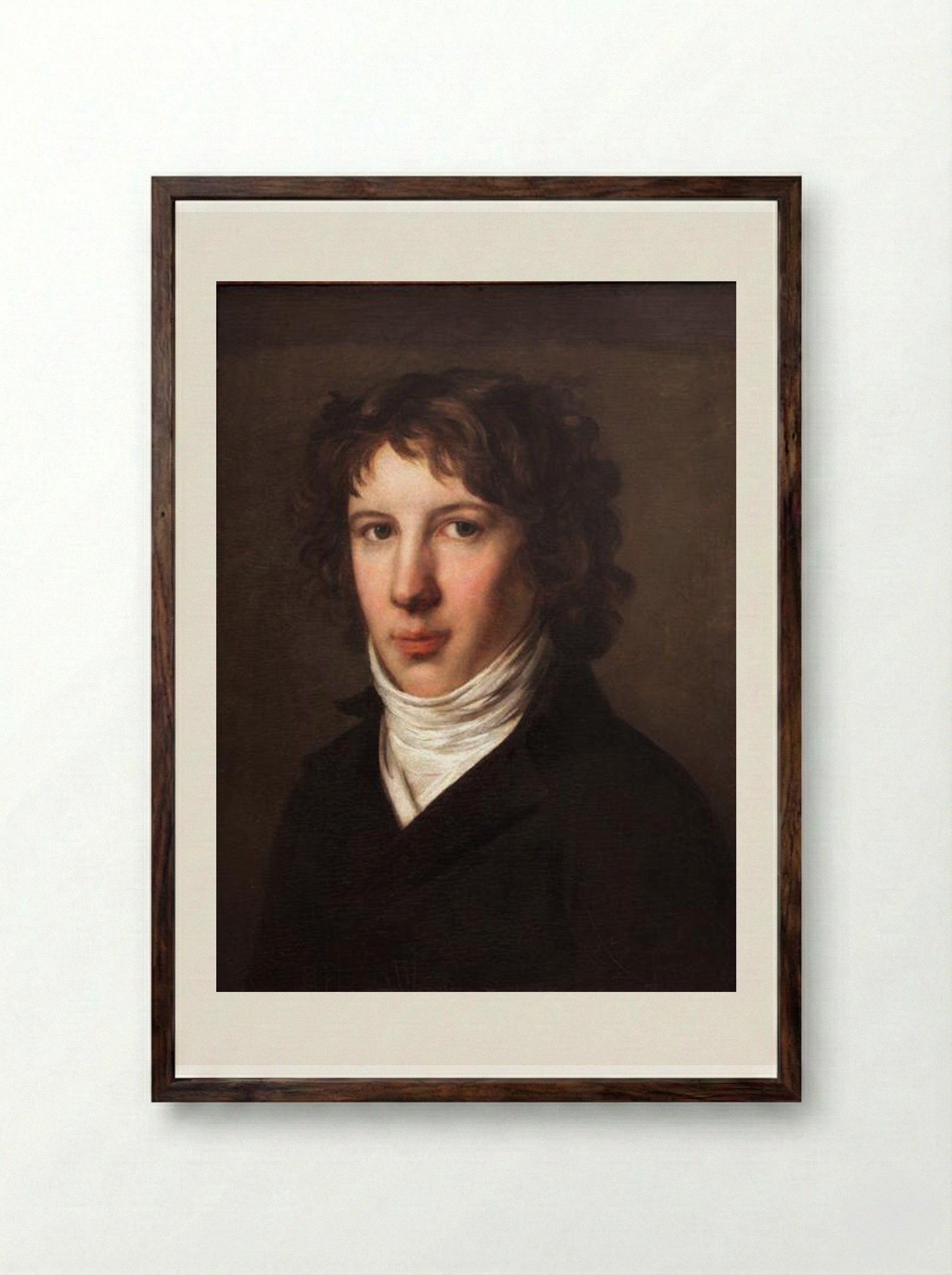 Portrait of Louis Antoine de Saint-Just - Pierre-Paul Prud'hon - Framed Print Dark Wood