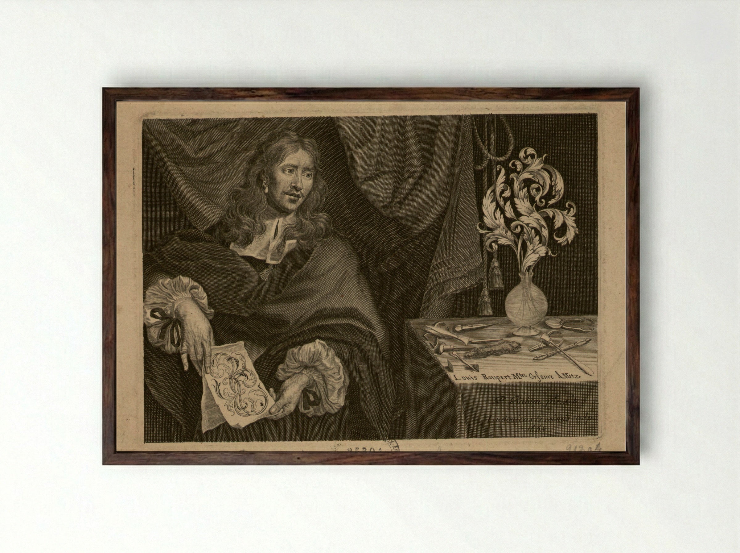 Portrait of Louis Roupert - Louis Cossin - Framed Print Dark Wood