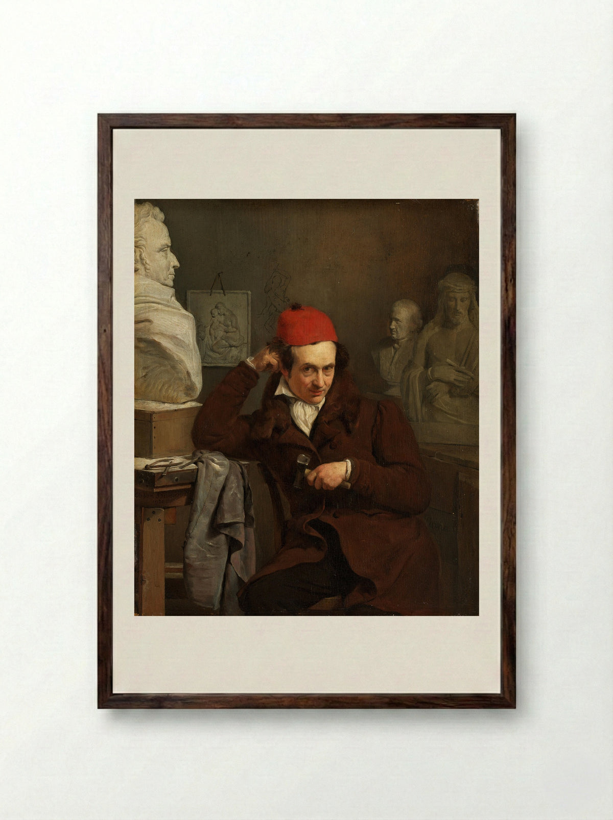 Portrait of Louis Royer - Charles van Beveren - Framed Print Dark Wood