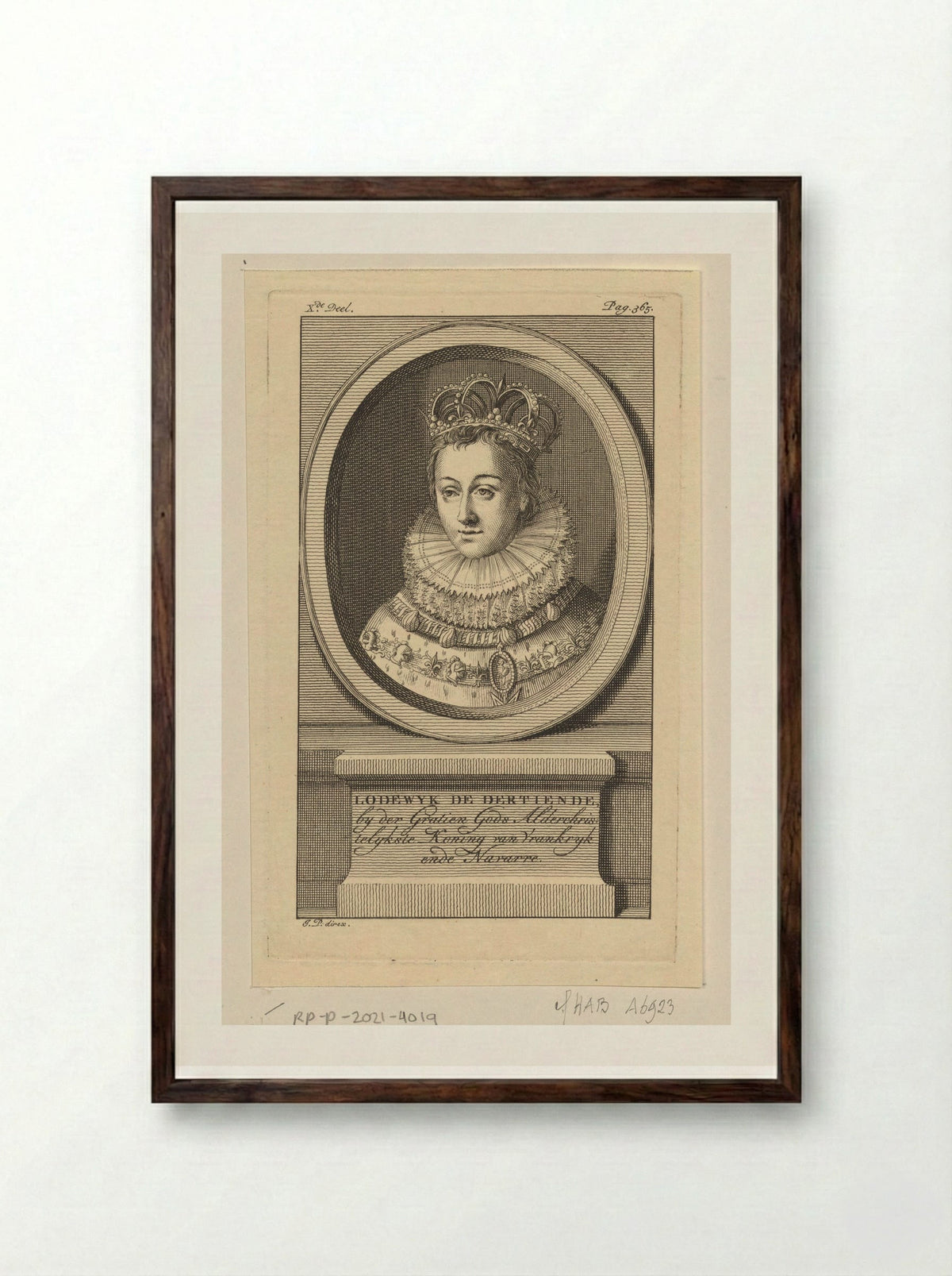 Portrait of Louis XIII of France - Jan Punt - Framed Print Dark Wood