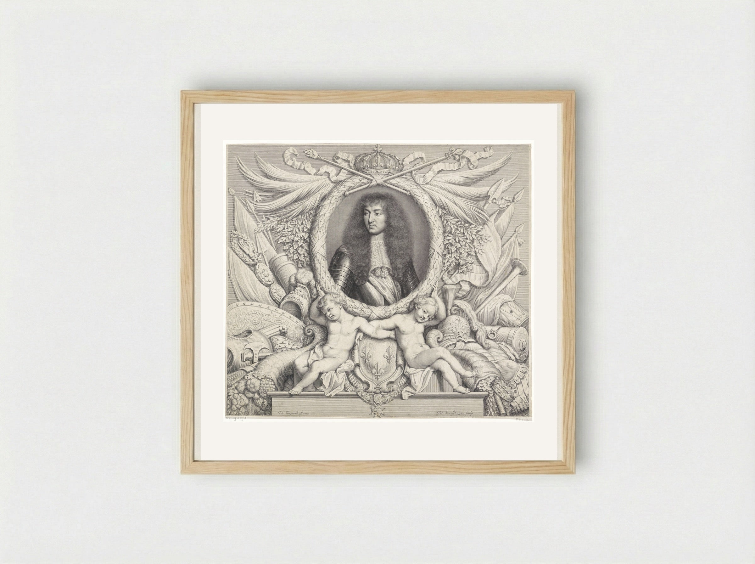 Portrait of Louis XIV - Pieter van Schuppen - Framed Print Wood