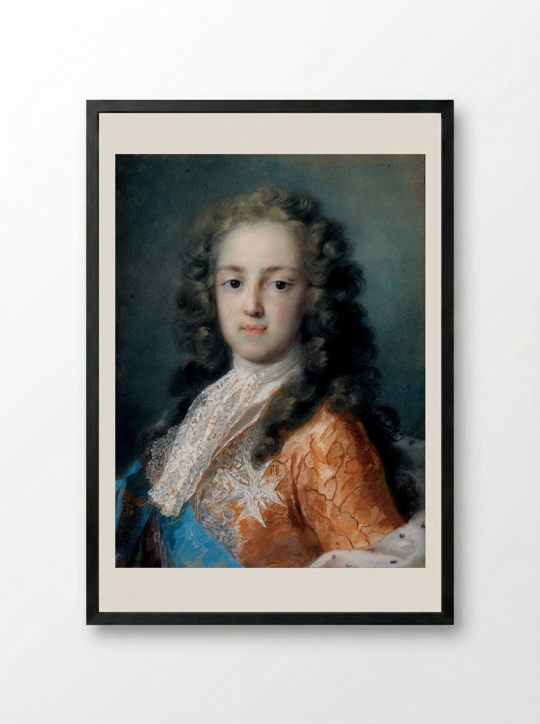 Portrait of Louis XV as Dauphin - Rosalba Carriera - Framed Print Black
