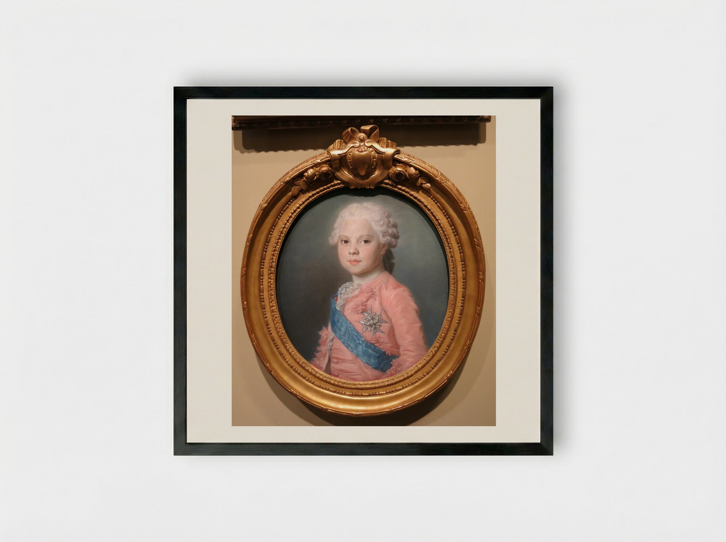 Portrait of Louis XV of France - Maurice Quentin de La Tour - Framed Print Black