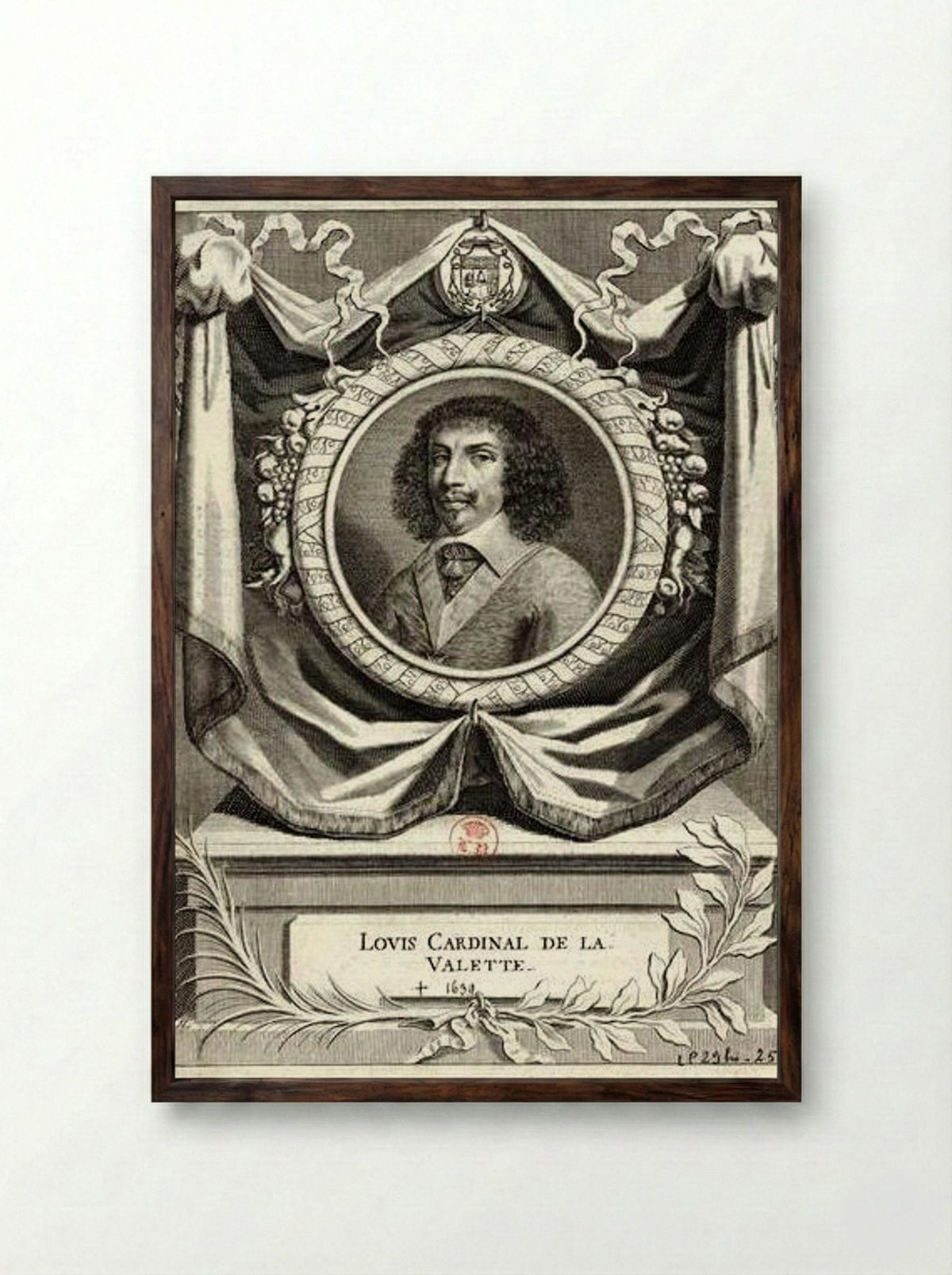 Portrait of Louis de Nogaret de La Valette - René Lochon - Framed Print Dark Wood